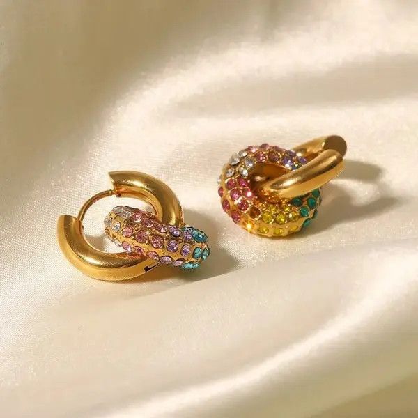 VIBE Colorful Donut Pendant Hoop Earring (1pairs） Size ONE SIZE - 4 Thumbnail
