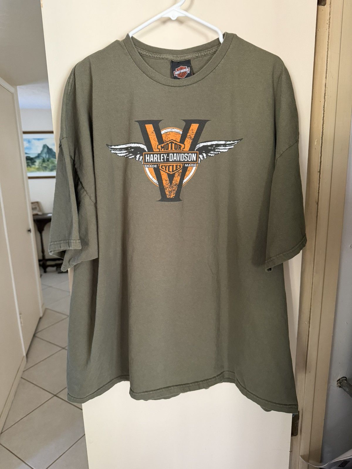 Harley Davidson RARE Eagle American Flag Los Angeles 2011 Olive Green Size US XXL / EU 58 / 5 - 3 Thumbnail