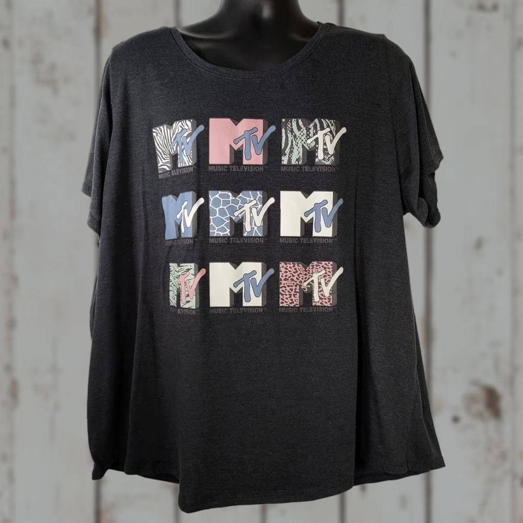 Etro MTV Shirt Womens 3XL Charcoal Gray Retro Music Television Ladies T-Shirt Cap Sleeve Short Sleeve Womens Size XXL / US 16-18 / IT 52-54 - 1 Thumbnail