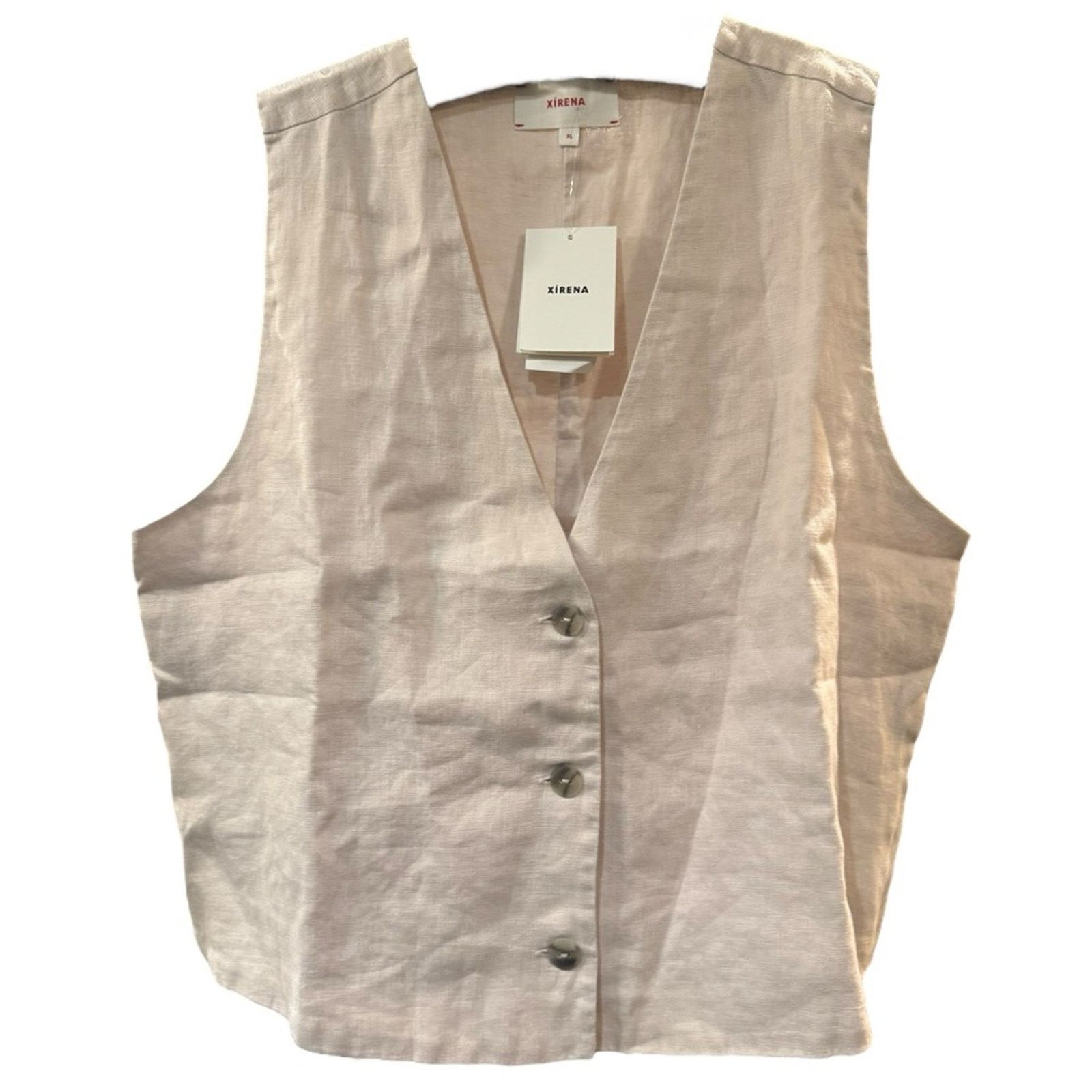 Xirena Xirena Vida Vest, Sugarcane Beige Linen Vest XL Size XL / US 12-14 / IT 48-50 - 2 Thumbnail