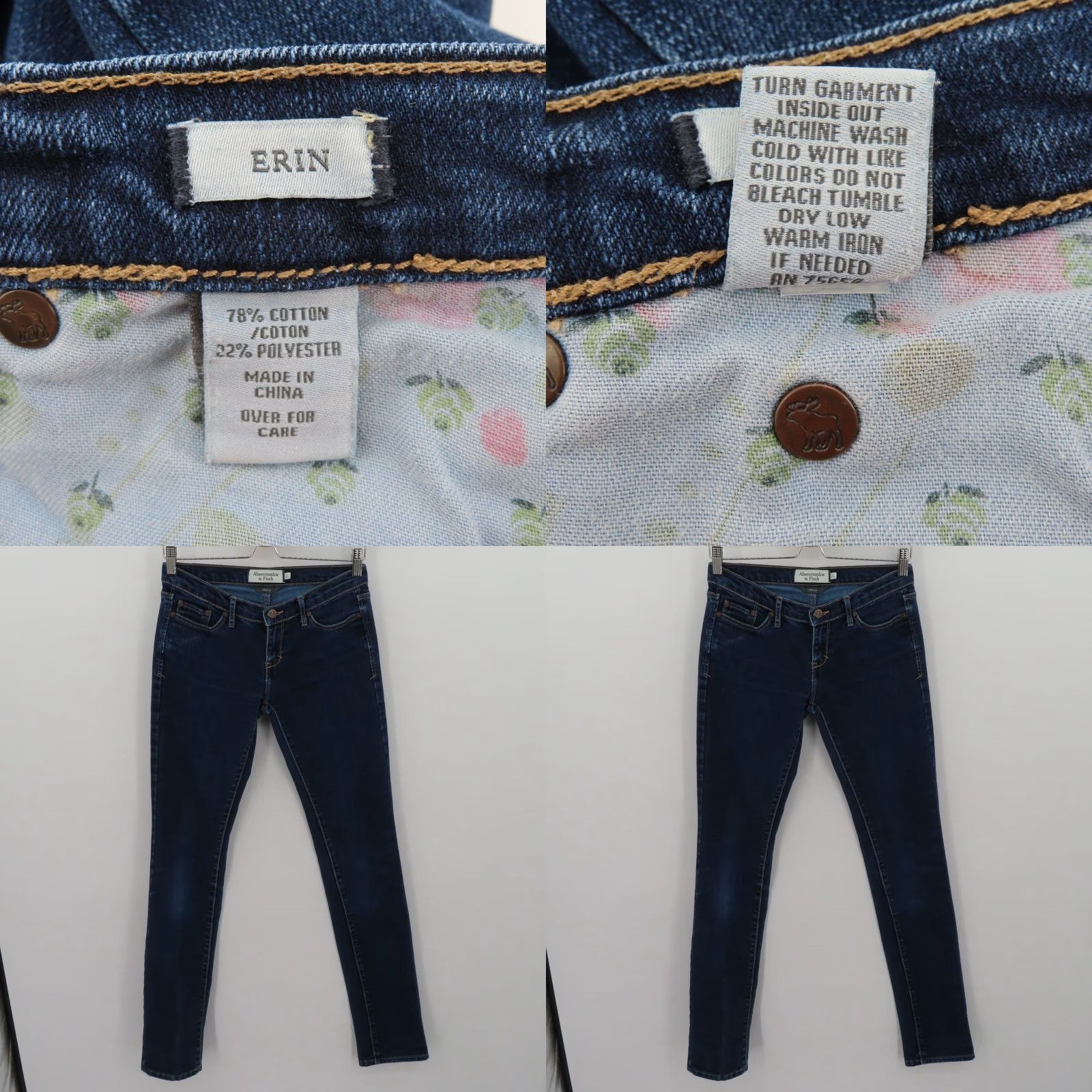 Abercrombie & Fitch Abercrombie & Fitch Jeans Women 2L 2 Long Erin Low Rise Blue Denim Cotton Blend 5-Pocket Straight Regular Size 2 Adult Womens Clothing Size 26" / US 2 / IT 38 - 8 Thumbnail