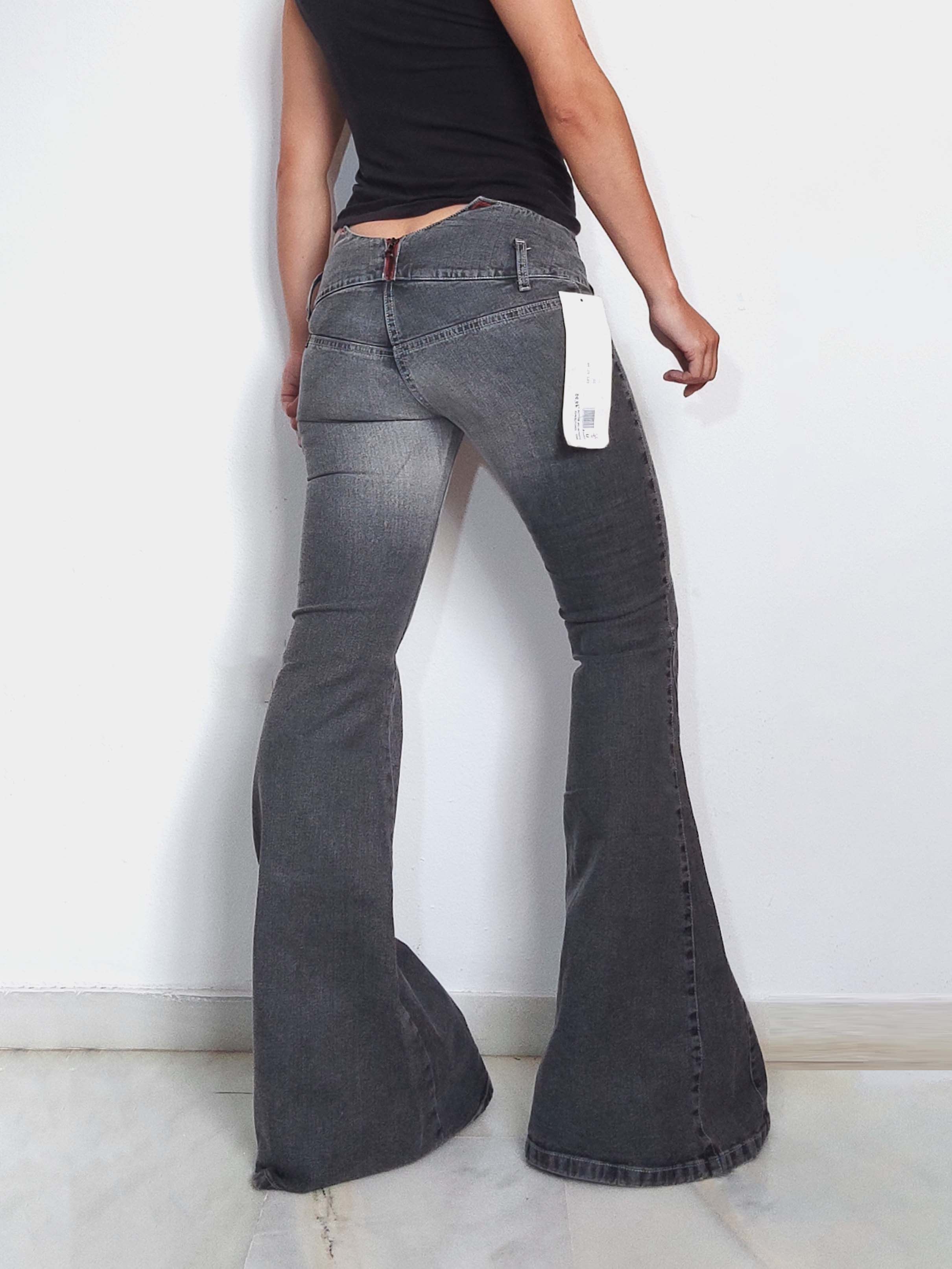 Vintage Y2k Deadstock Vintage Grey Flared Leg Jeans Size 25" / US 0 / IT 36 - 3 Thumbnail