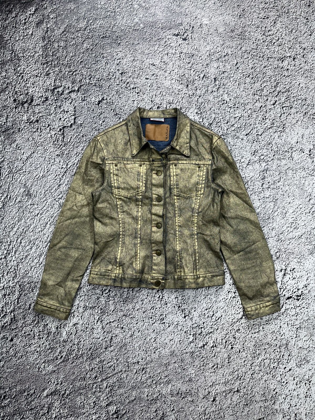 Vintage Y2K Gold denim jacket glamour size M
