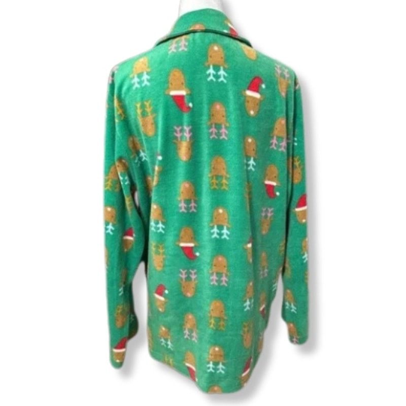 Other Abound Collared Sleep Shirt Reindeer Green Women's M NWOT Size ONE SIZE - 4 Thumbnail