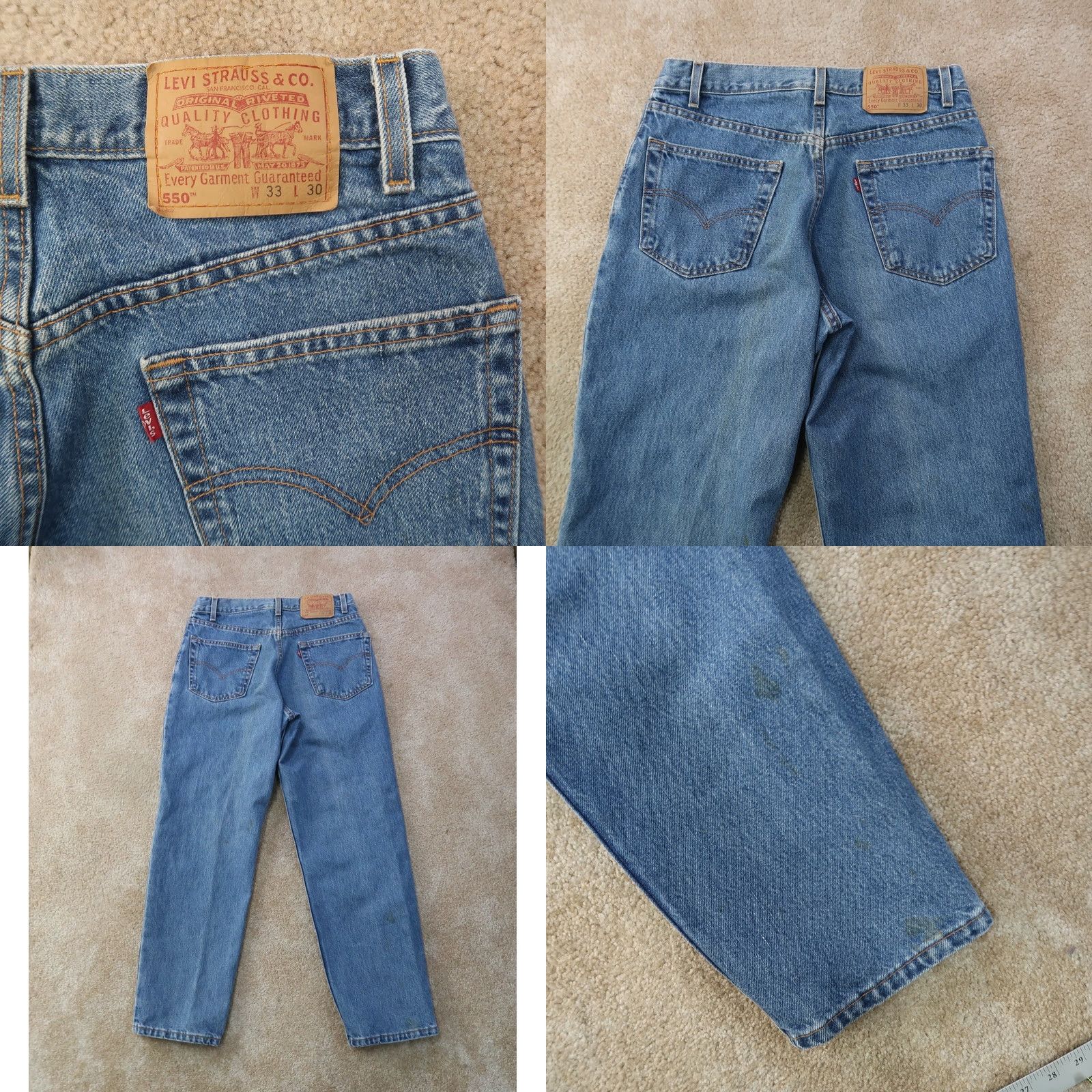 Levi's VINTAGE Levi's 550 Jeans Men 33x30 Blue Distressed Medium Denim USA Denim Jeans 5-Pocket Mens 550 90s/00s Size US 33 - 8 Thumbnail