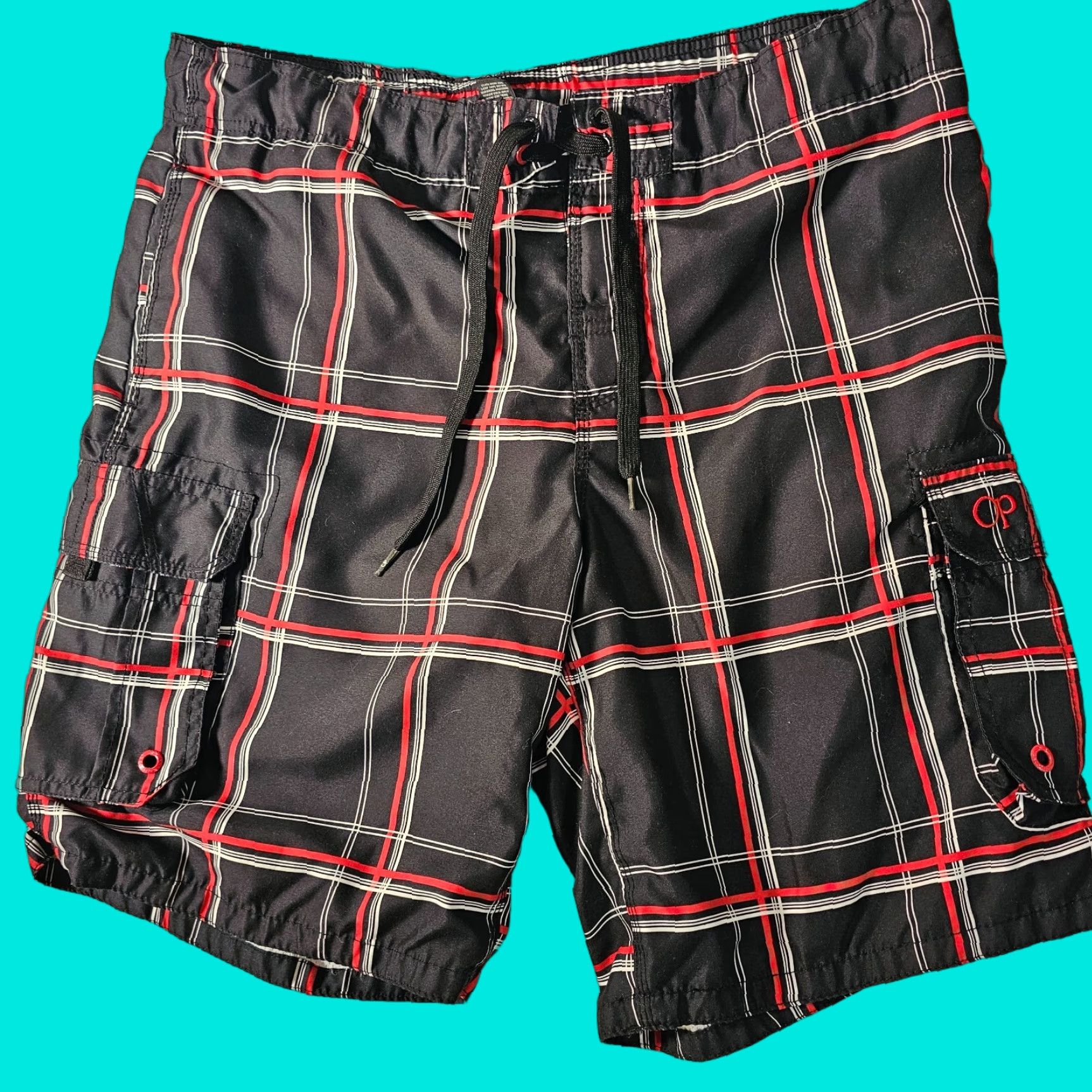 Ocean Pacific OP Ocean Pacific Swim Trunks Board Shorts Men's Black Plaid Size L 36-38 Size US 33 - 1 Thumbnail