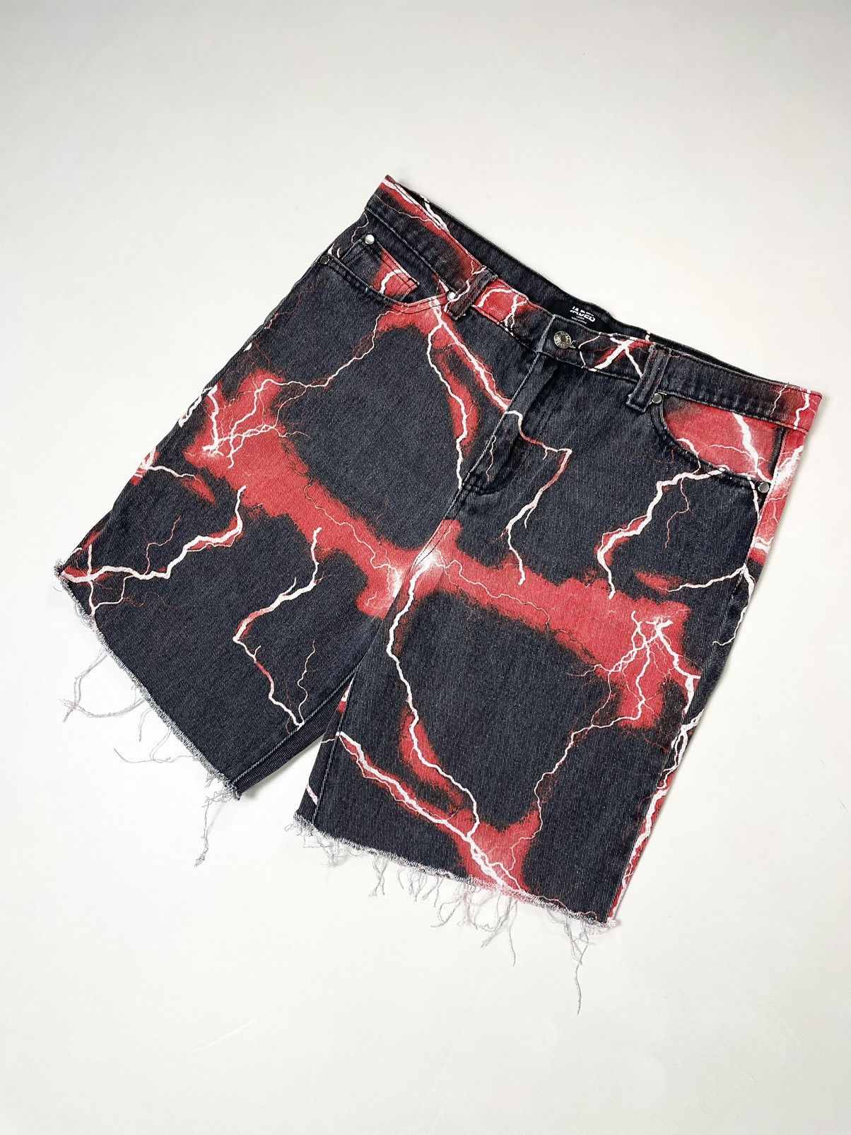 Jaded London Jaded London 🚨 Lightning printed supreme Jeans Denim Shorts Size US 34 / EU 50 - 1 Thumbnail