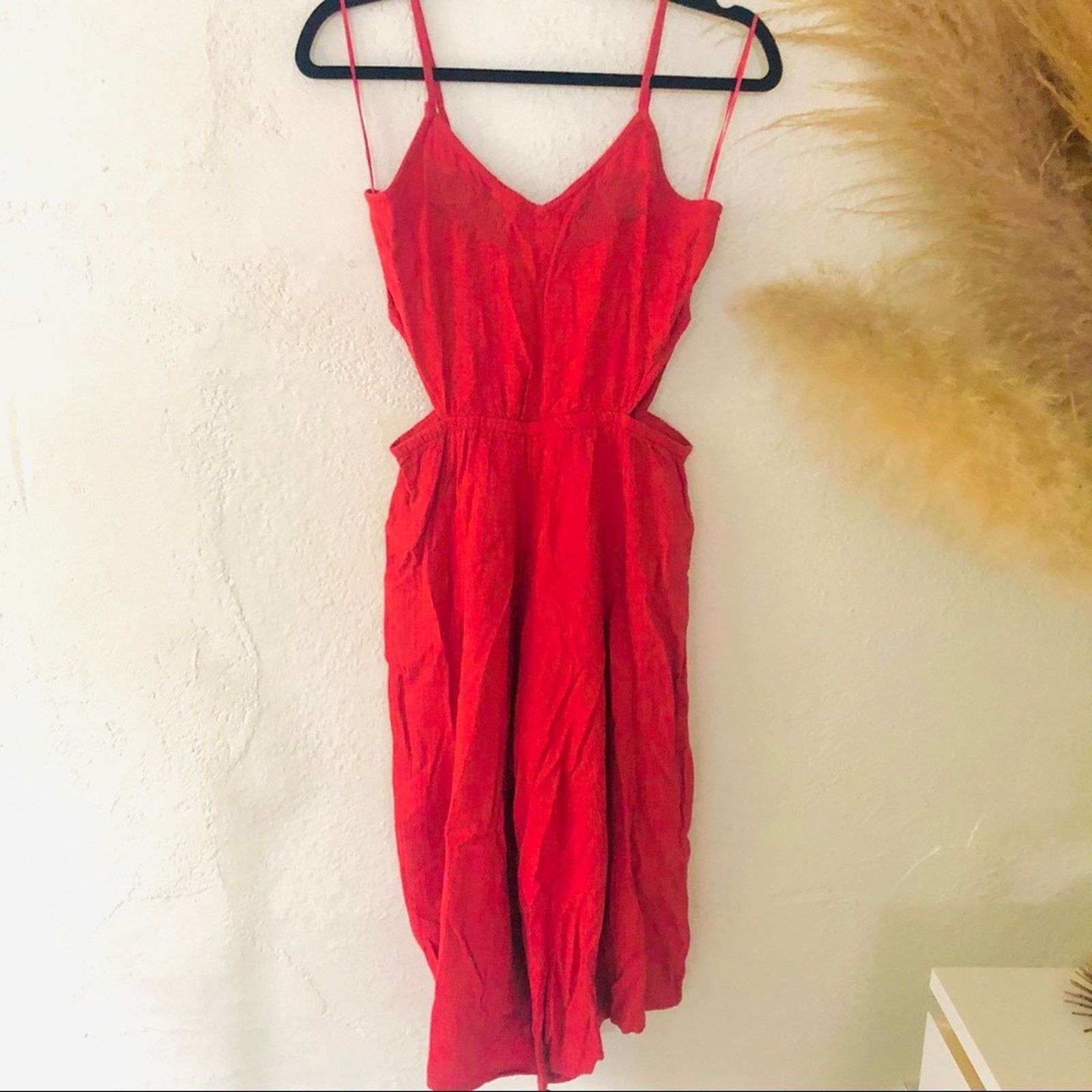 L.A. Roxx ROXY Rose Red Tank Top Floral Wide Leg Crop Pant Jumpsuit Size 27" / US 4 / IT 40 - 1 Thumbnail