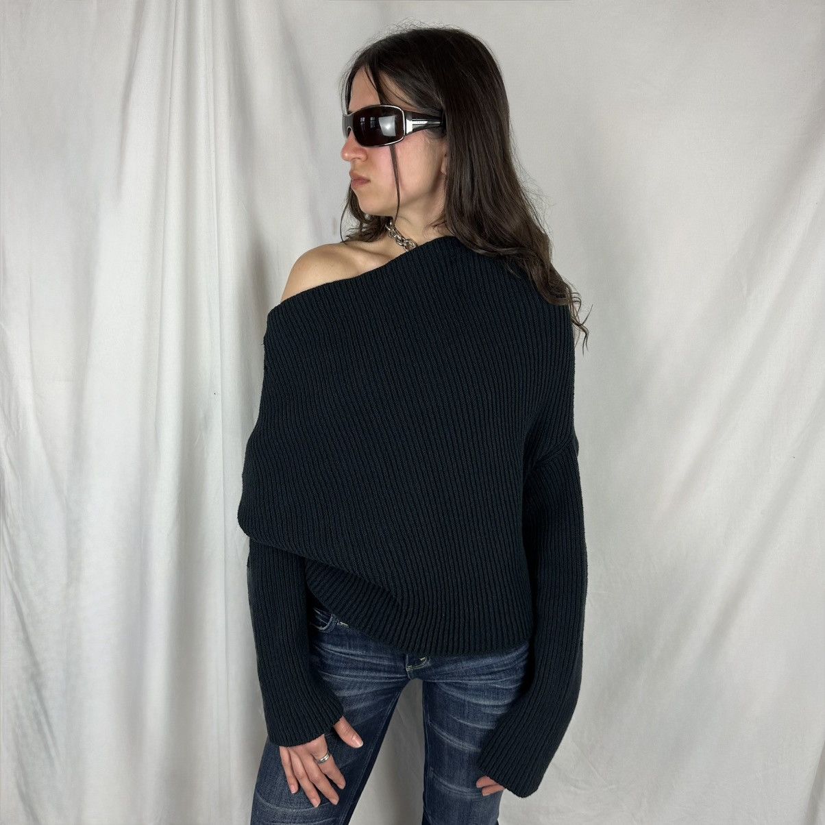 Y/Project Y/Project Draped Chain Ribbed Sweater Size L / US 10 / IT 46 - 6 Thumbnail
