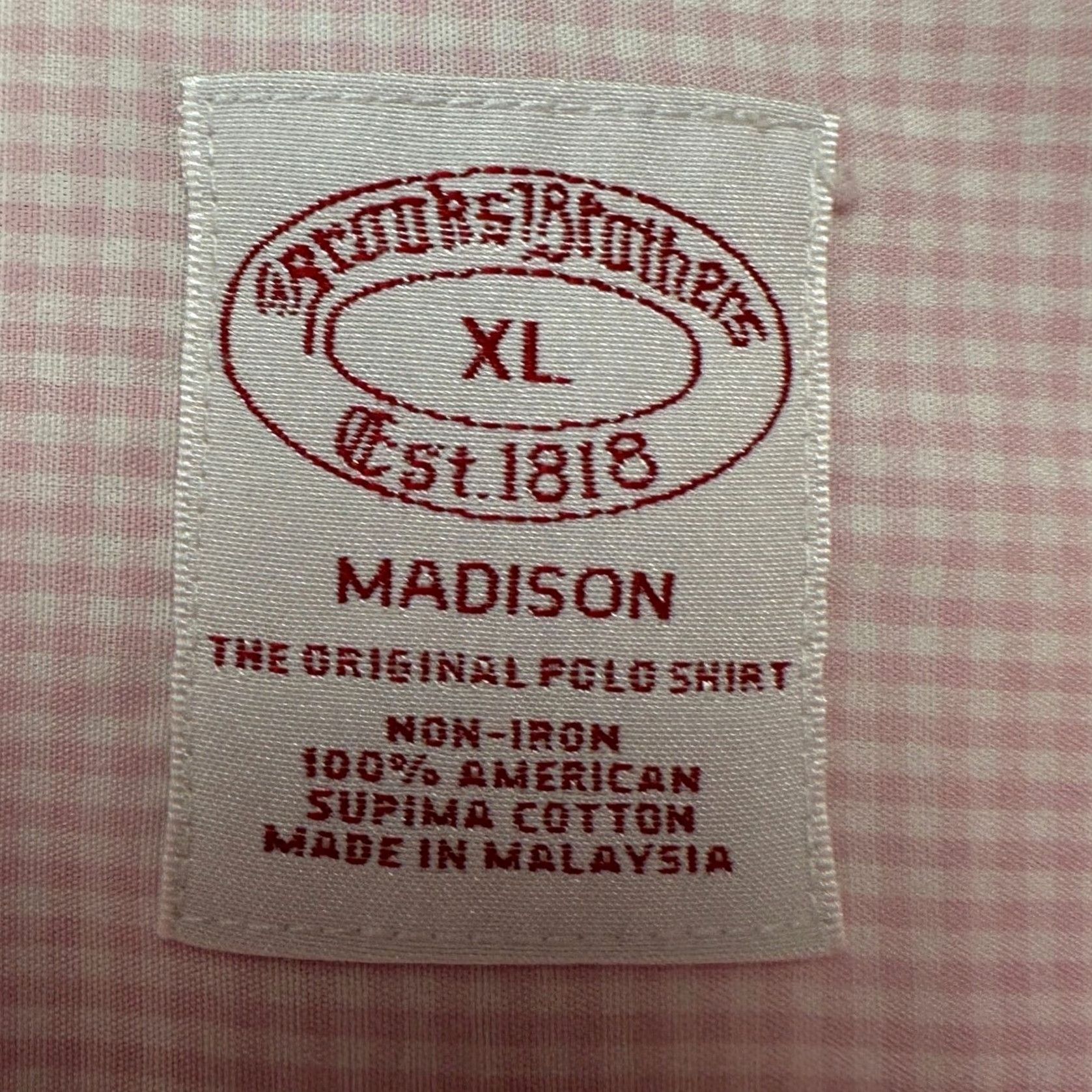 Brooks Brothers VINTAGE Brooks Brothers Madison Mens Button Down Shirt XL Pink Striped Supima Cotton Size US XL / EU 56 / 4 - 5 Thumbnail