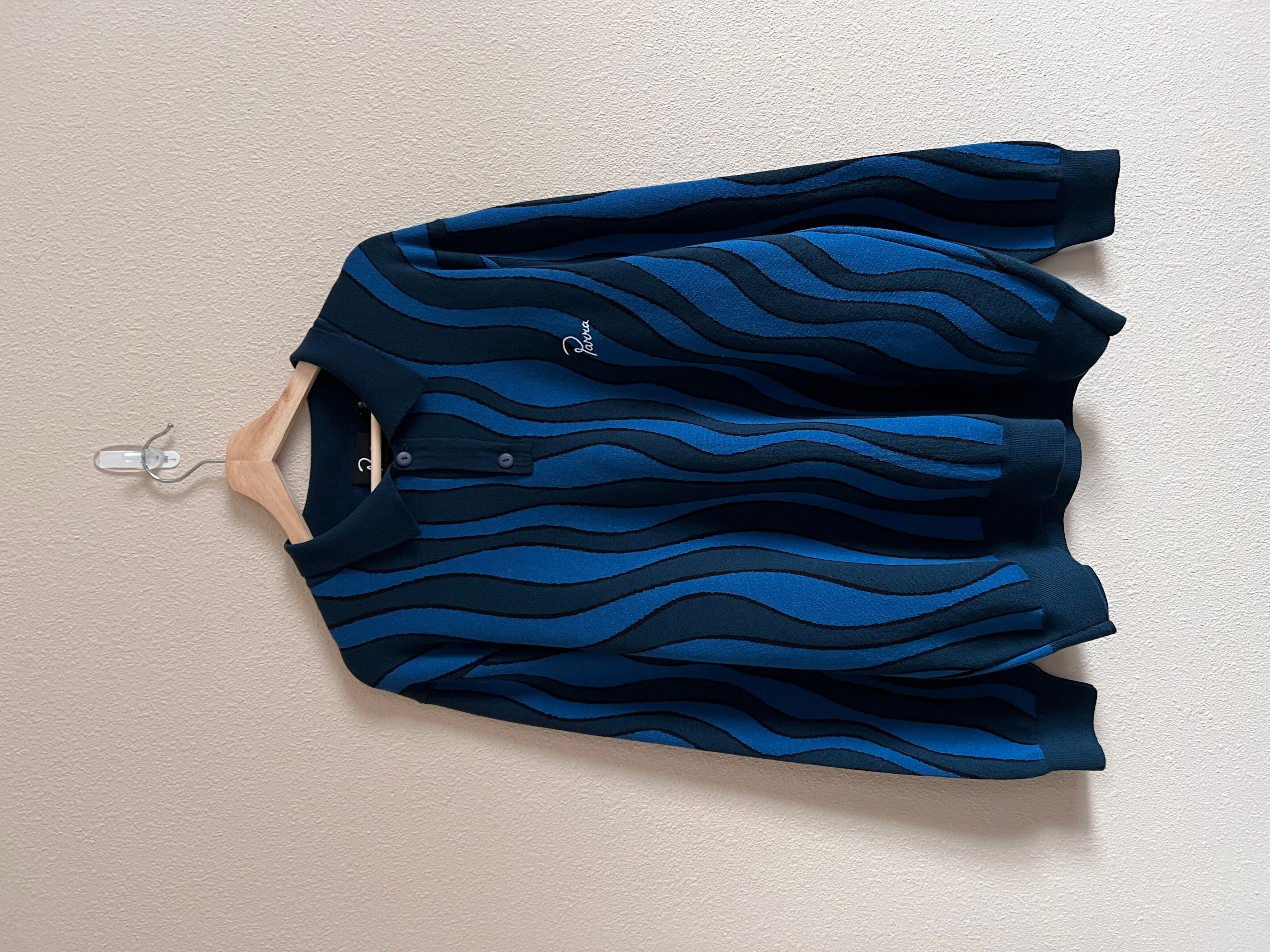 Pre-owned Parra Aqua Waves Knitted Polo Shirt In Blue