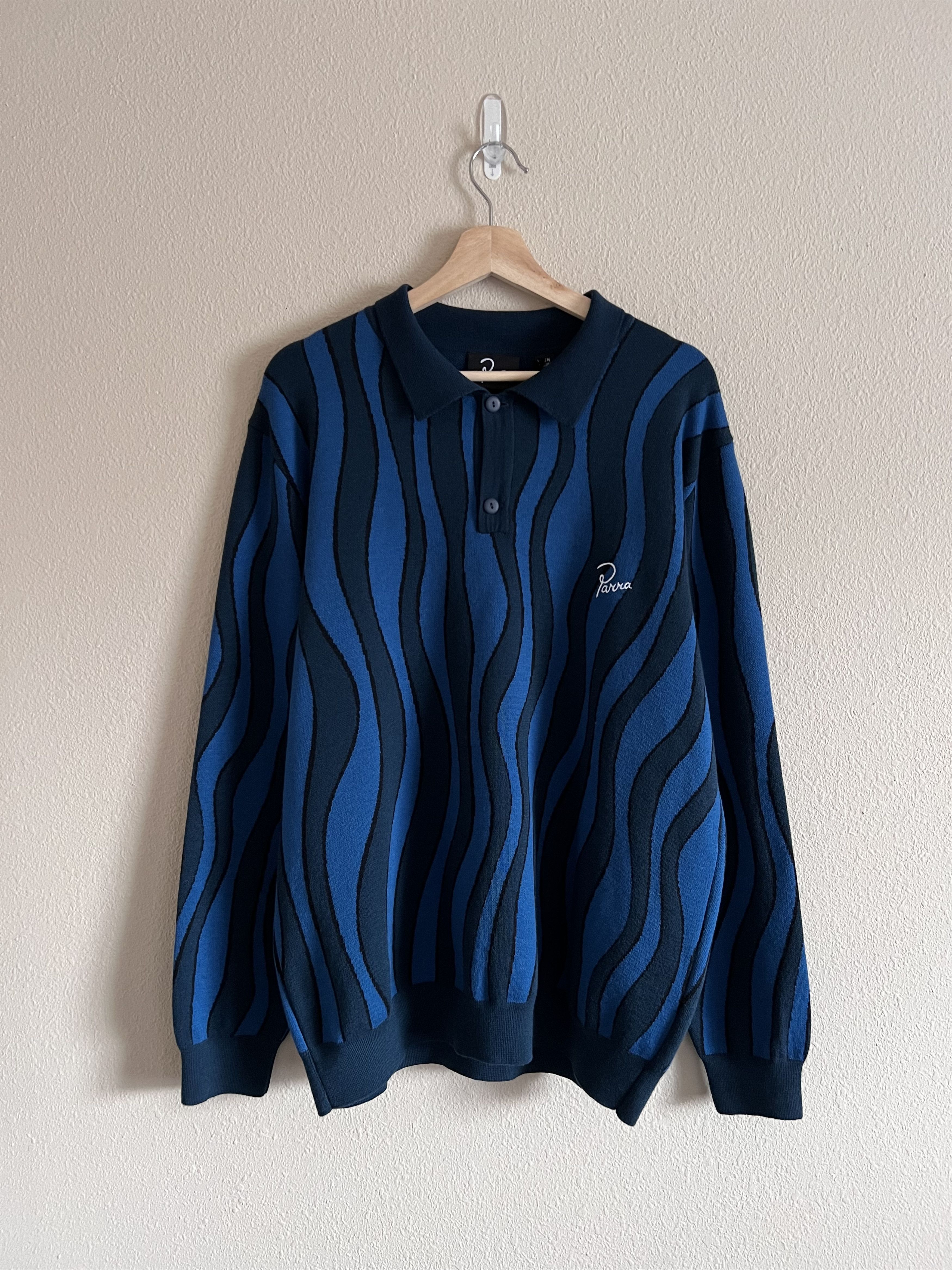 Pre-owned Parra Aqua Waves Knitted Polo Shirt In Blue