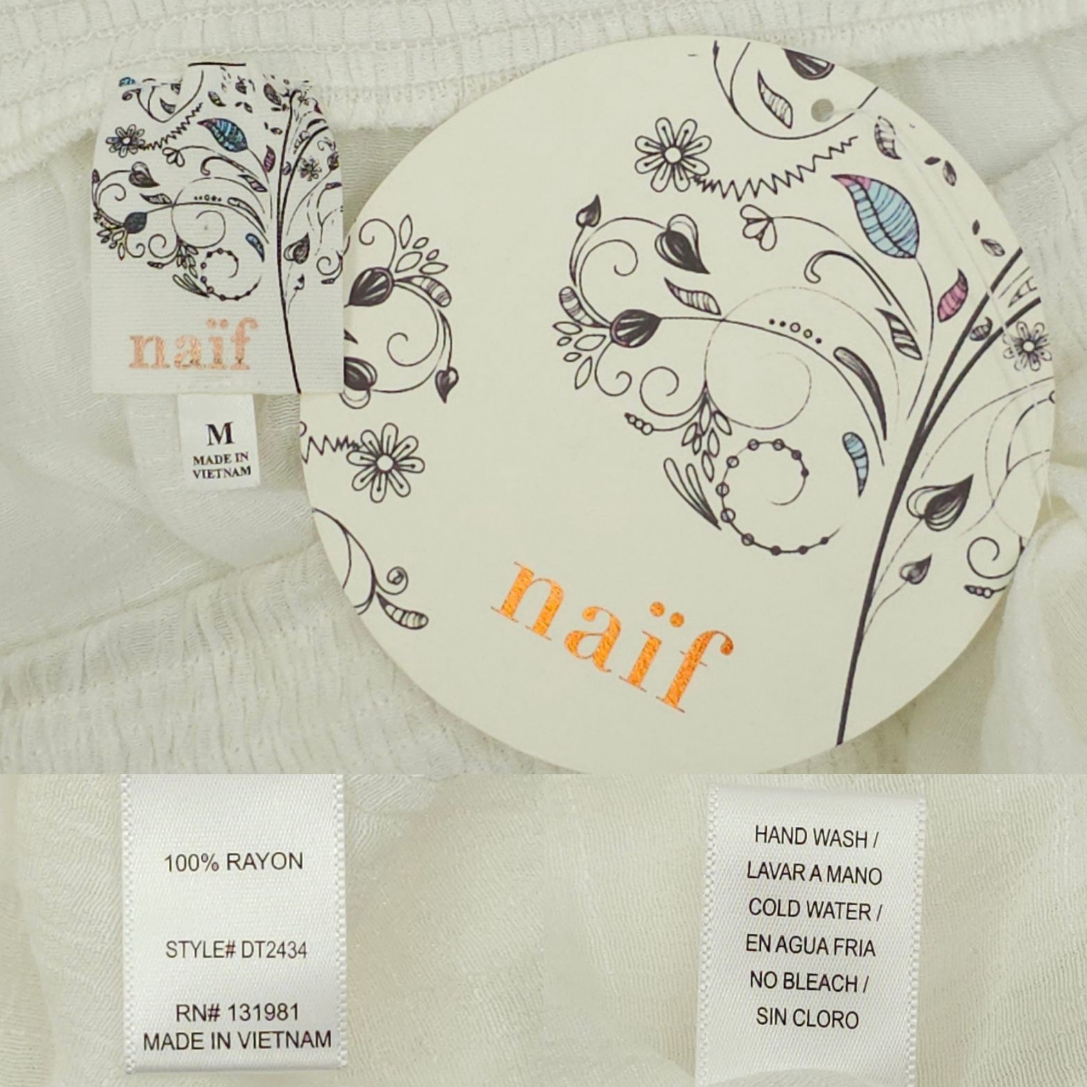 Other Naif Boho Peasant Top M White Gauze Off Shoulder Eyelet Fest Size M / US 6-8 / IT 42-44 - 7 Thumbnail