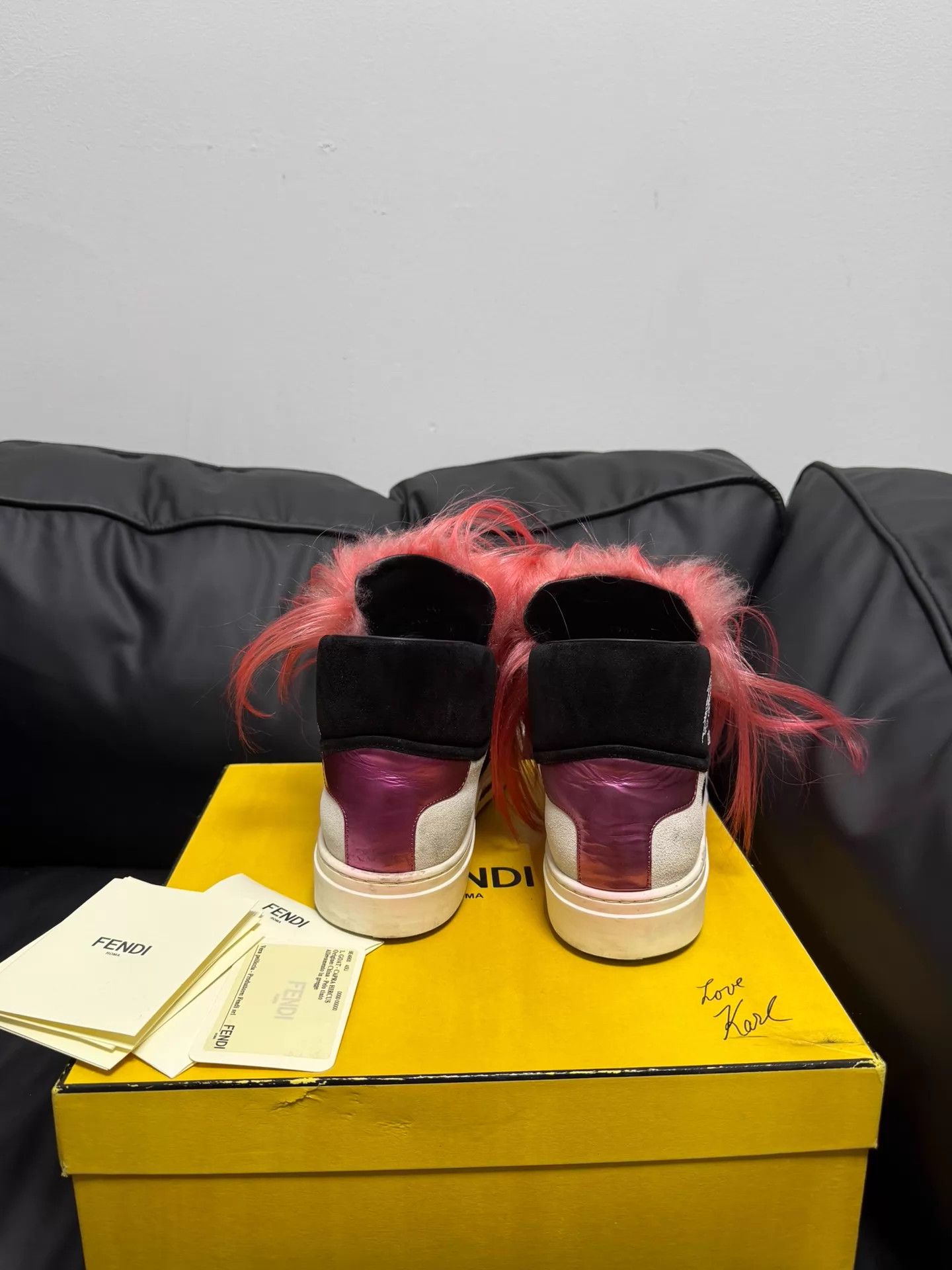 Fendi Fendi Karl Lagerfeld Pink Fur Sneakers Men 41 Unique Size US 8 / EU 41 - 5 Thumbnail