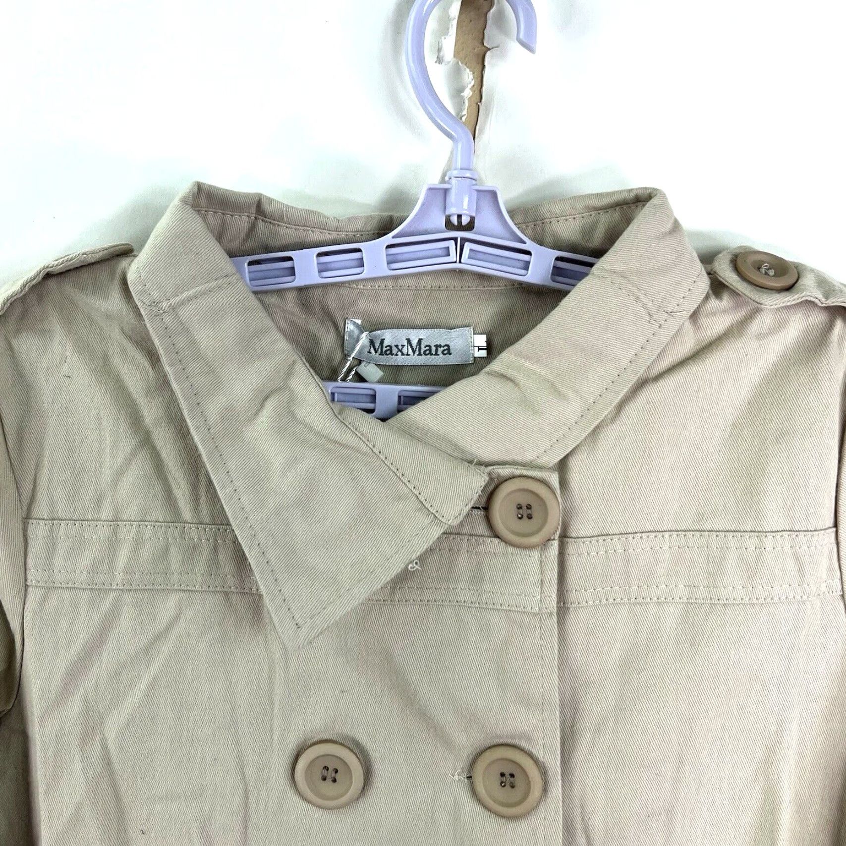 Max Mara Max Mara Double Breasted Trench Coat Womens Jr Size L Beige Cotton Blend Size L / US 10 / IT 46 - 2 Thumbnail