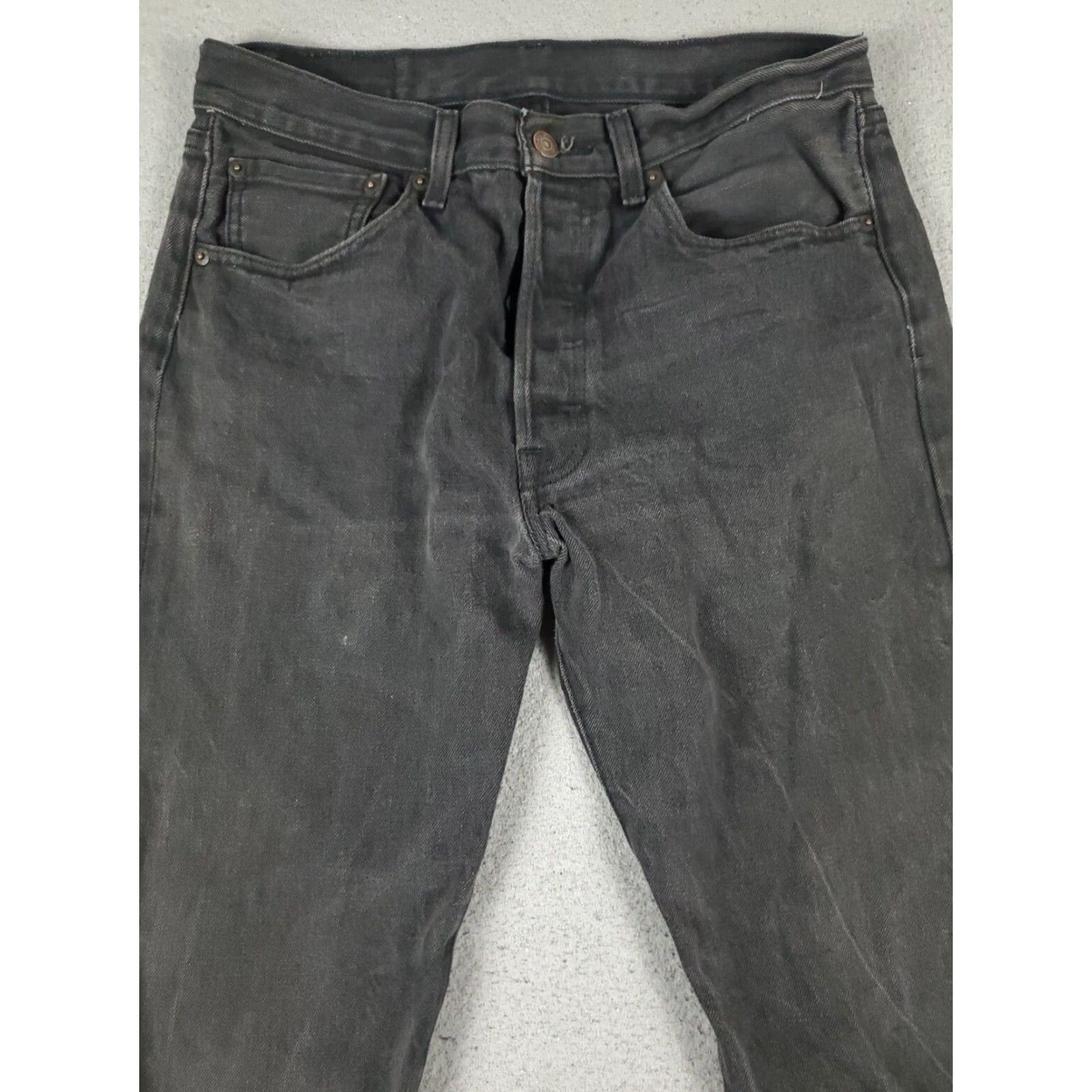 Levi's Mens Levis 501 Jeans Gray Straight Leg Size 32x28 XL Extra Large Denim Pants Size US 32 / EU 48 - 2 Thumbnail