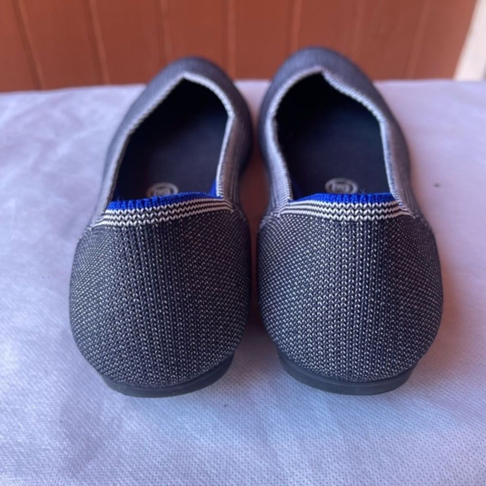 Other Rothys cloud gray bird’s eye round flat Navy print size 7.5 Size US 7.5 / IT 37.5 - 3 Thumbnail
