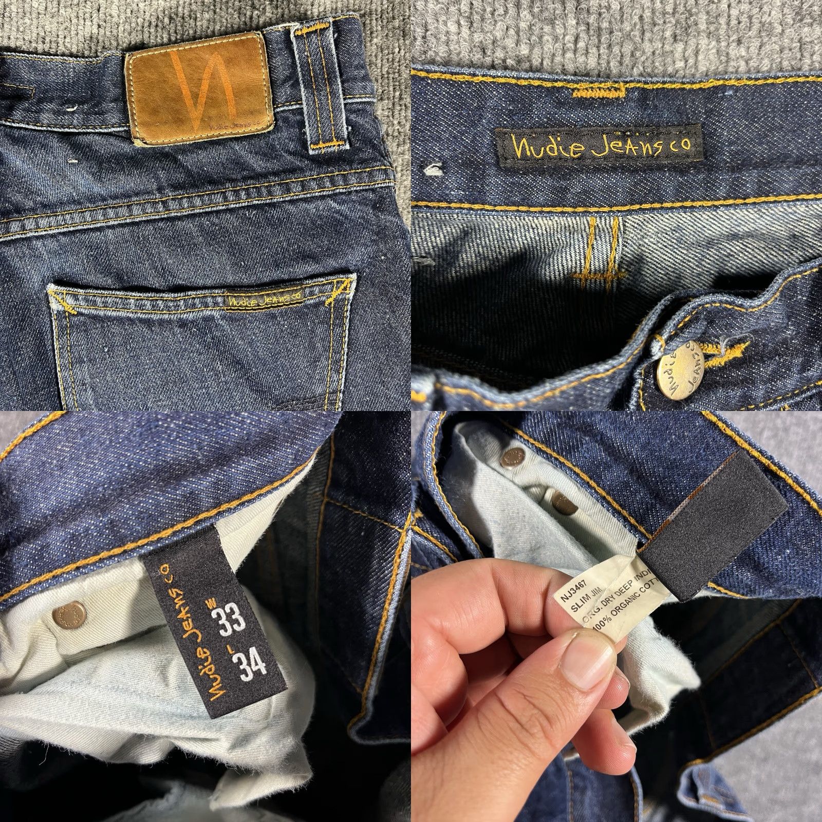Denime Nudie Jeans Slim Denim Jeans - Men's 33x34 Blue Organic Cotton NJ3467 - Slim Straight Fit, Regular, 34 Inseam Size US 33 - 8 Thumbnail