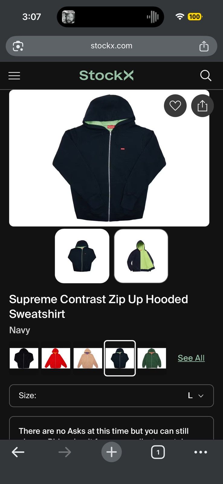 Supreme 🔥 SS18 Supreme Contrast Small Box Zip Jacket Navy SZ Large Size US L / EU 52-54 / 3 - 16 Thumbnail