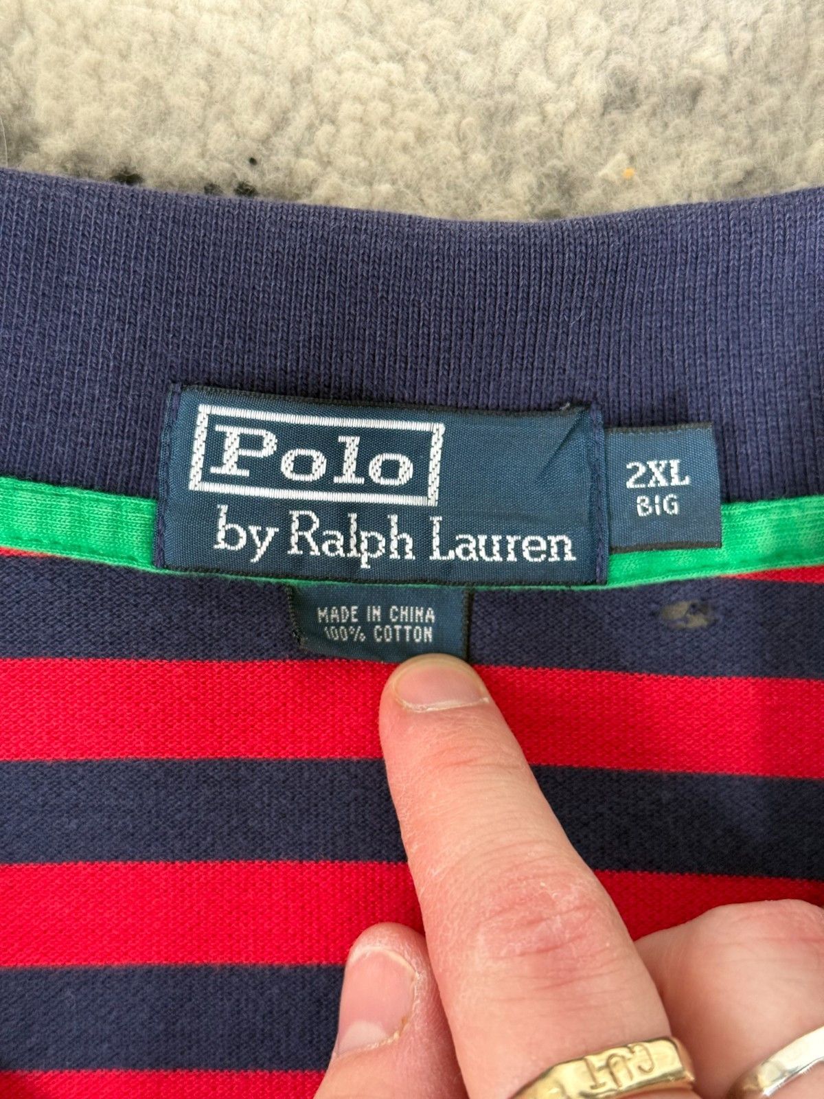 Polo Ralph Lauren Vintage Polo Ralph Lauren Red Blue Stripped Polo Shirt Size US XXL / EU 58 / 5 - 4 Thumbnail