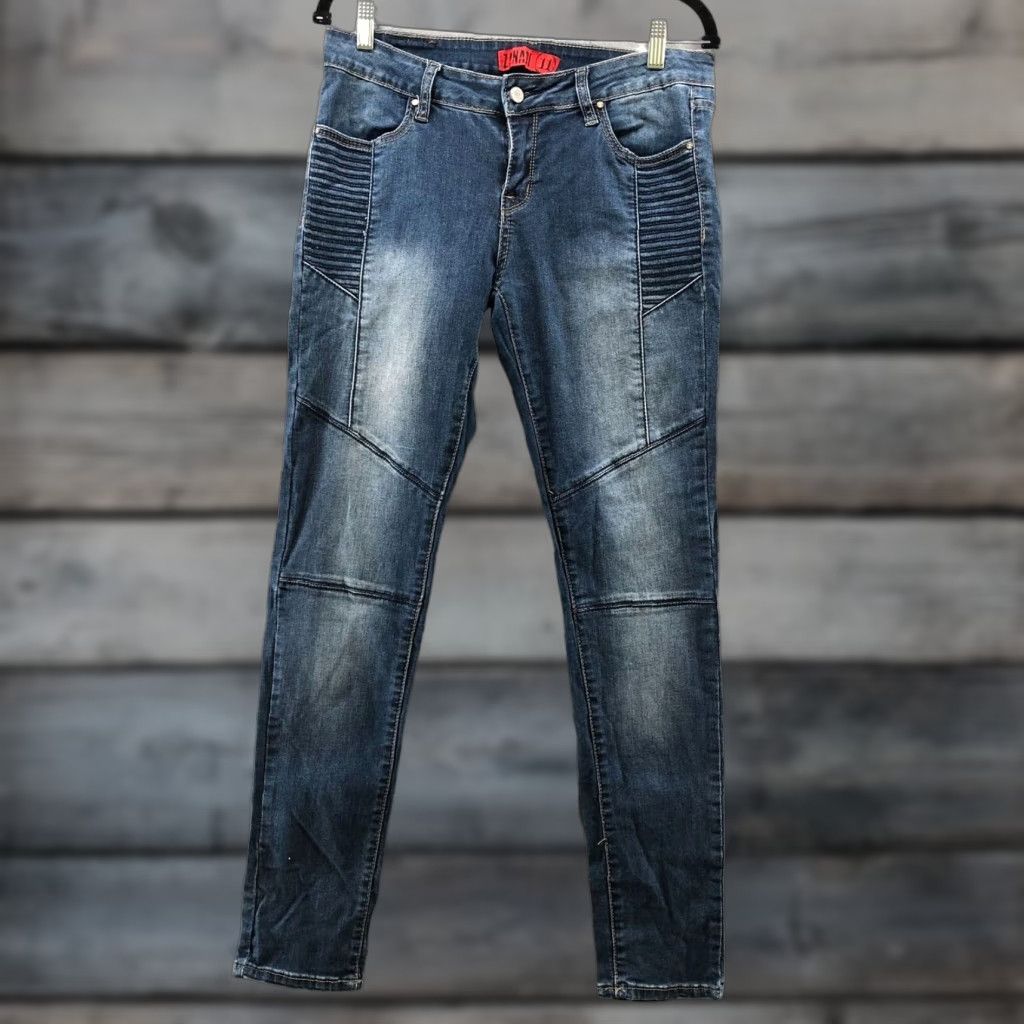 Vintage Zanadi Blue Skinny Jeans Womens Size 32 Mid Rise Stretch Rock Retro Style Size 24" / US 00 / IT 34 - 1 Thumbnail