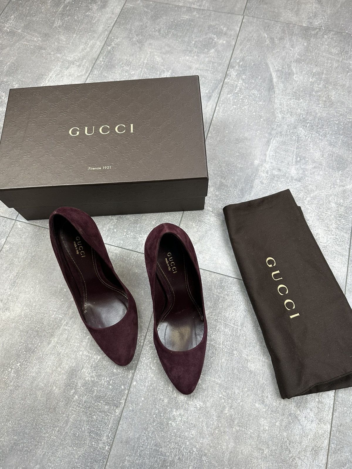 Women’s Burgundy Kid Scamosciato Gucci Shoes