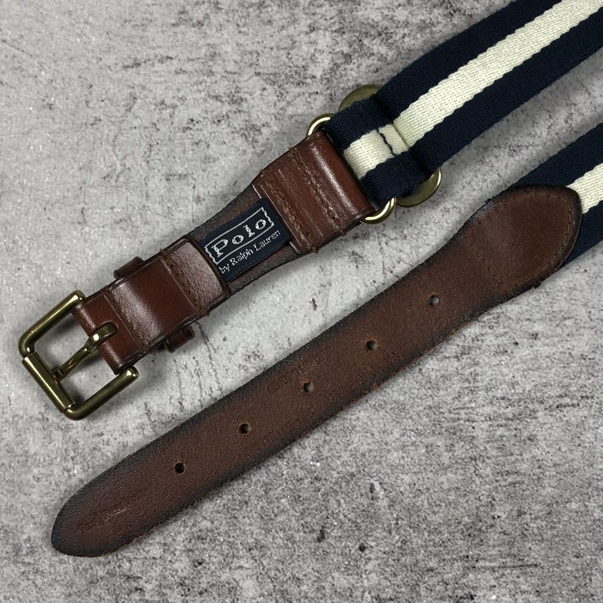 Polo Ralph Lauren Vintage 90s Polo Ralph Lauren Striped Leather Belt Size ONE SIZE - 8 Thumbnail