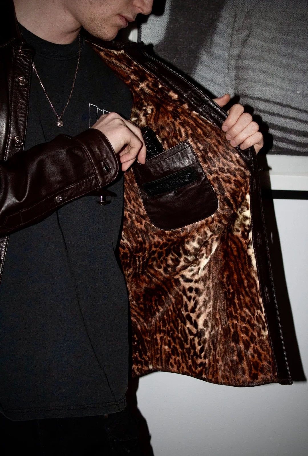 Chrome Hearts 🚭 ULTIMATE CHROME GRAIL🚭90s 100% RABBIT FUR LEOPARD LEATHER Size US L / EU 52-54 / 3 - 4 Thumbnail