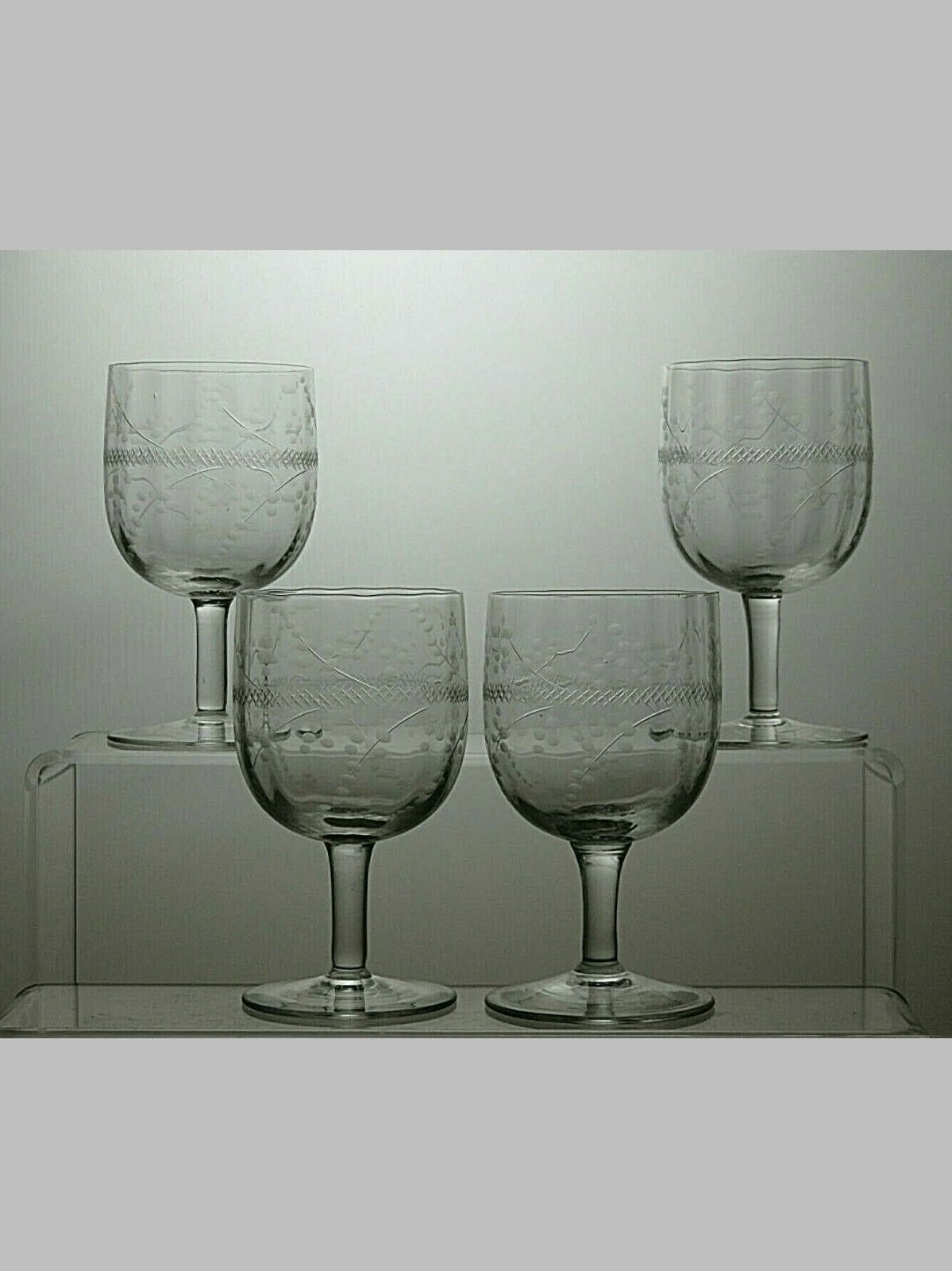 The Unbranded Brand Lead Crystal Etched Set Of 4 Sherry Glasses 4 1/8" Size ONE SIZE - 1 Thumbnail