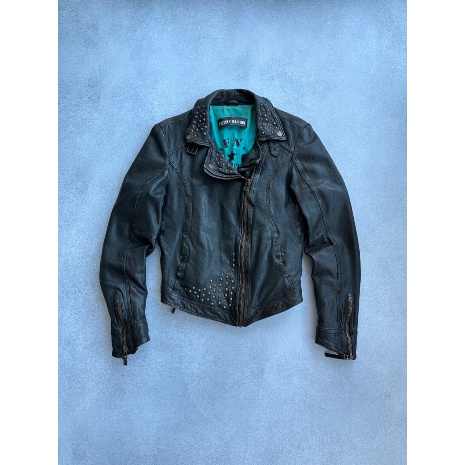 Vintage VTG Freaky Nation Rebel Biker Woman Leather Jacket Size L / US 10 / IT 46 - 1 Thumbnail