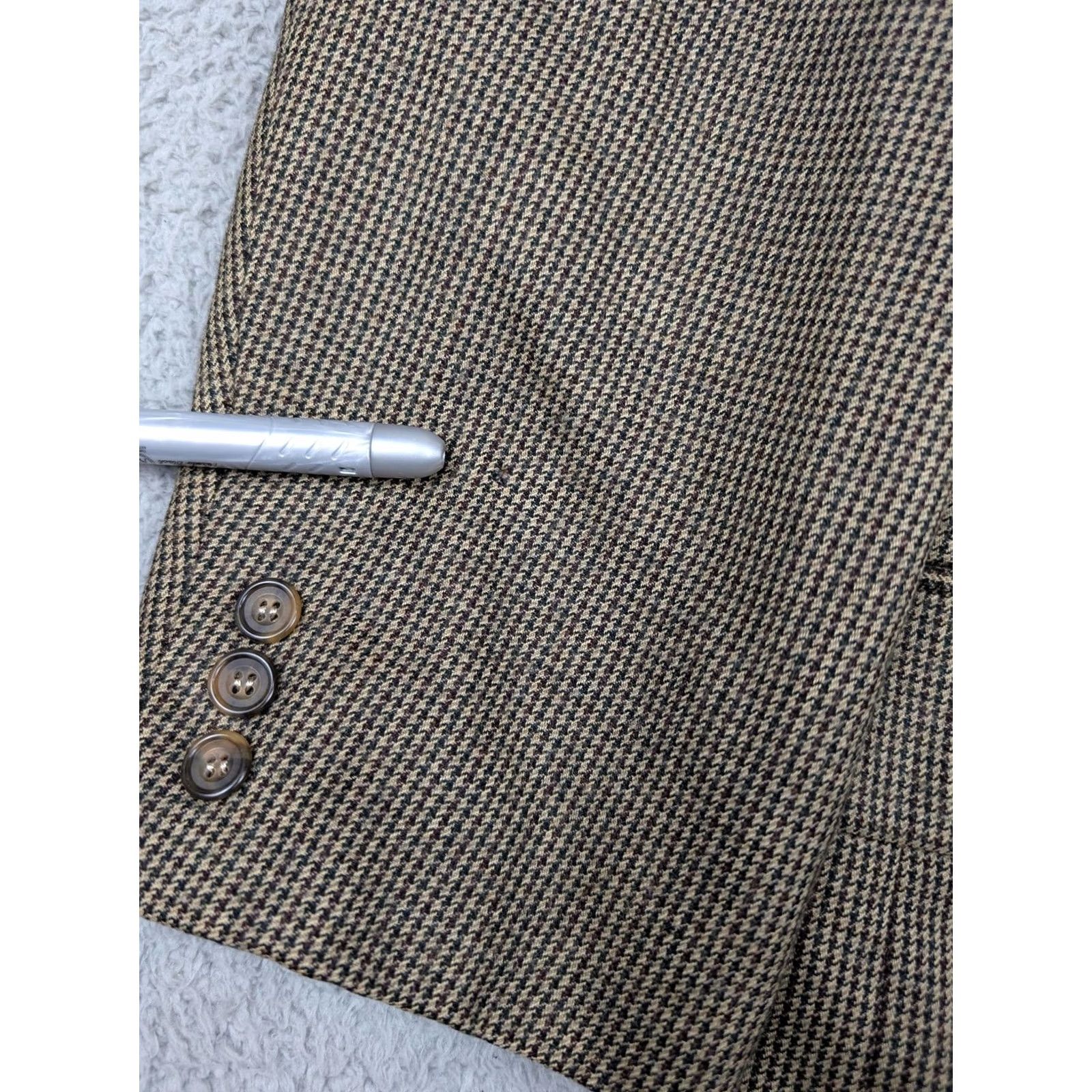 Oscar De La Renta Oscar de la Renta Blazer Mens 48R Brown Check Tweed Two Button Sport Coat Jacket Size 48R - 3 Thumbnail