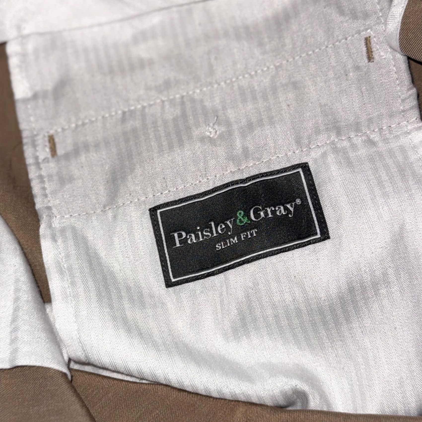 Vintage Paisley & Gray Pants Mens 36x32 Beige Slim Fit Dress Stretch Chino Casual Dress Pants Slim Front Pockets Mens Beige Spring 36x32 Size US 36 / EU 52 - 4 Thumbnail