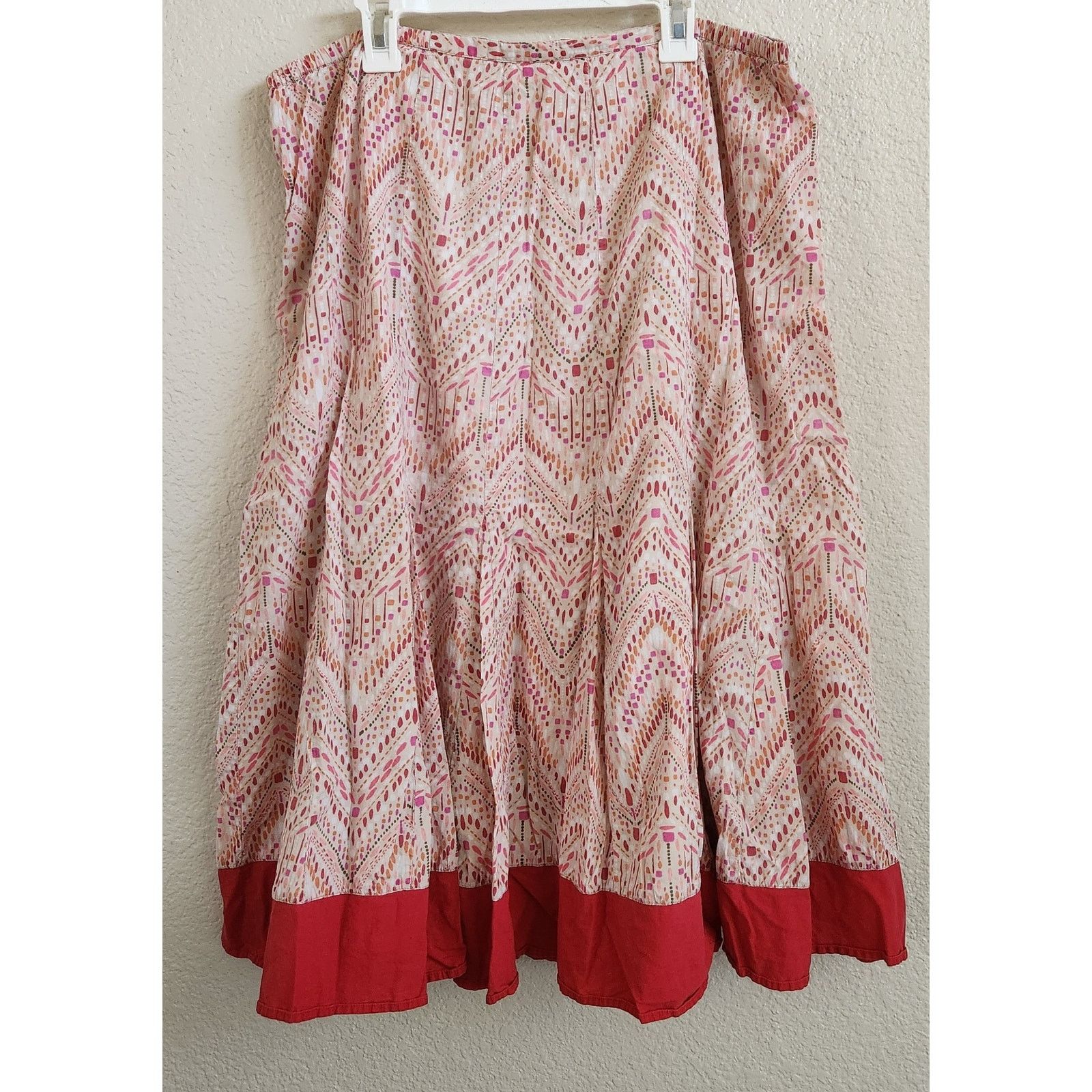 Other JM Collection White Pink Red Dot Print Ruffled Hem Skirt 12 Size 34" / US 12 / IT 48 - 2 Thumbnail