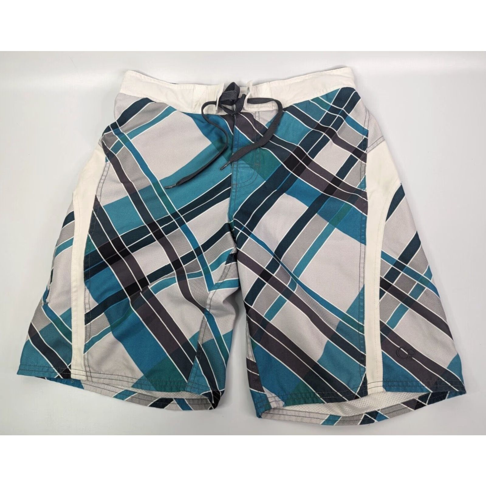 Ocean Pacific OP Ocean Pacific Green Blue Pattern Mens Size Small 28 Swim Surf Lined Trunks Size US 29 - 2 Thumbnail