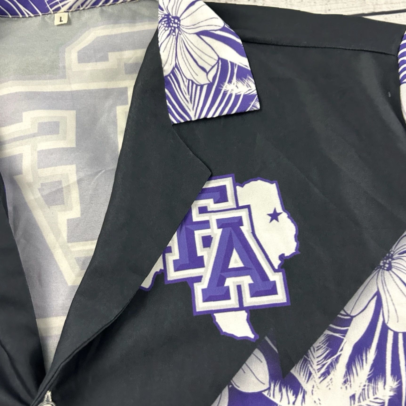 Vintage Stephen F Austin Shirt Short Sleeve Button-Up Men L Purple Hawaiian Size US L / EU 52-54 / 3 - 2 Thumbnail