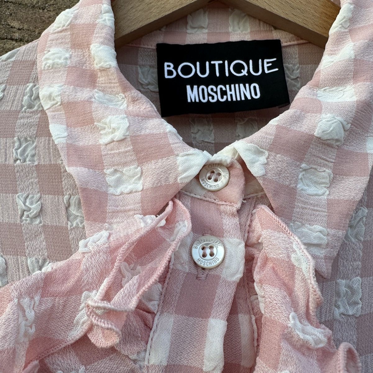 Boutique Moschino Boutique Moschino Ruffle Button Up Shirt Frill Vintage Rare Size M / US 6-8 / IT 42-44 - 17 Thumbnail