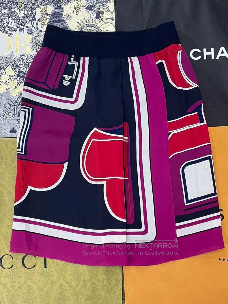 Hermes Hermes Colorful Silk Half Skirt Size 25" / US 0 / IT 36 - 1 Thumbnail