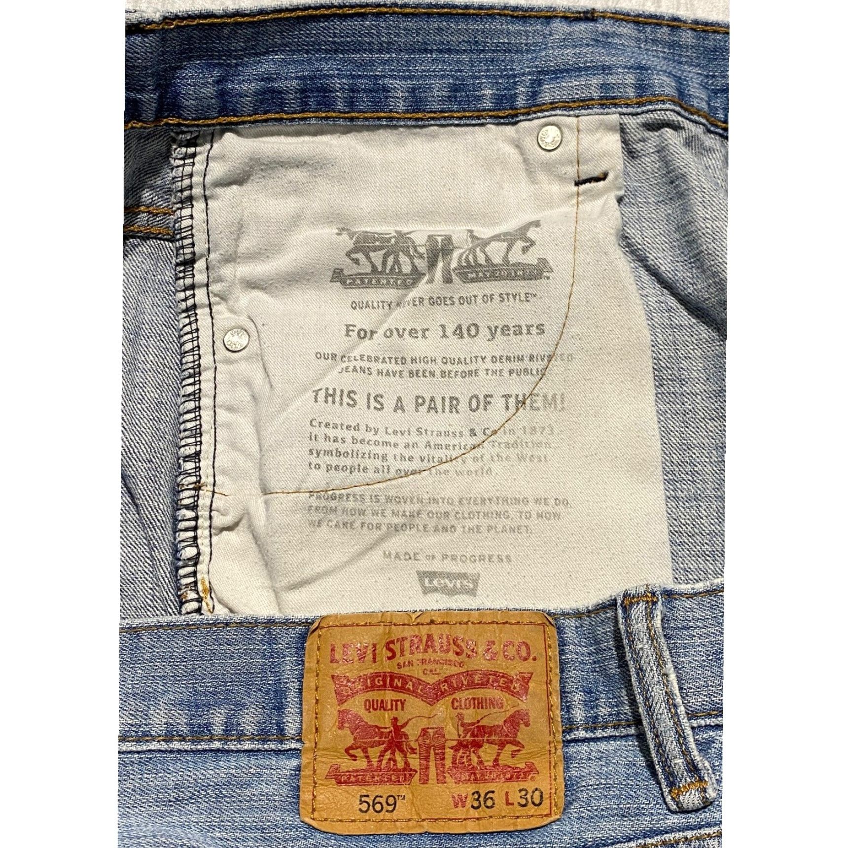 Levi's Levi's 569 Denim Shorts Men 36x11 Blue Hemmed Jorts Light Wash Bermuda Casual Summer Retro Classic Shorts Mens Size US 36 / EU 52 - 5 Thumbnail