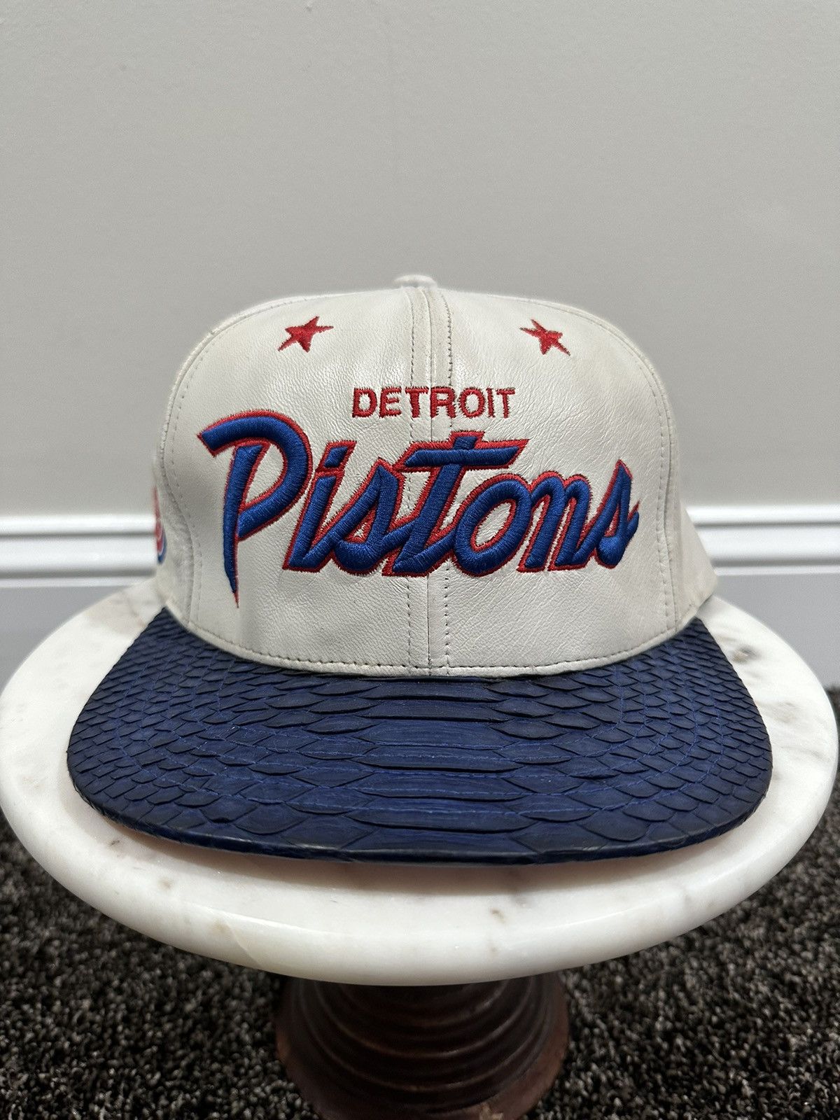 Just Don × Mitchell & Ness × NBA Just Don x Mitchell & Ness NBA Detriot Pistons Leather Hat Size ONE SIZE - 1 Thumbnail