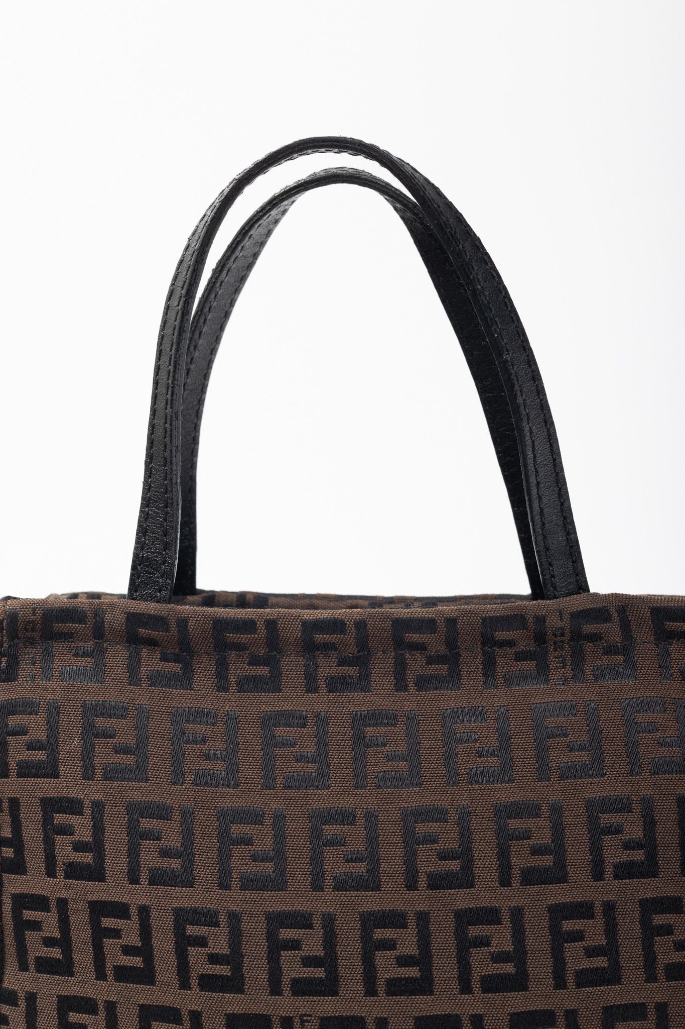 Fendi Fendi Brown Zucchino Canvas Leather-Trim Mini Tote Size ONE SIZE - 6 Thumbnail