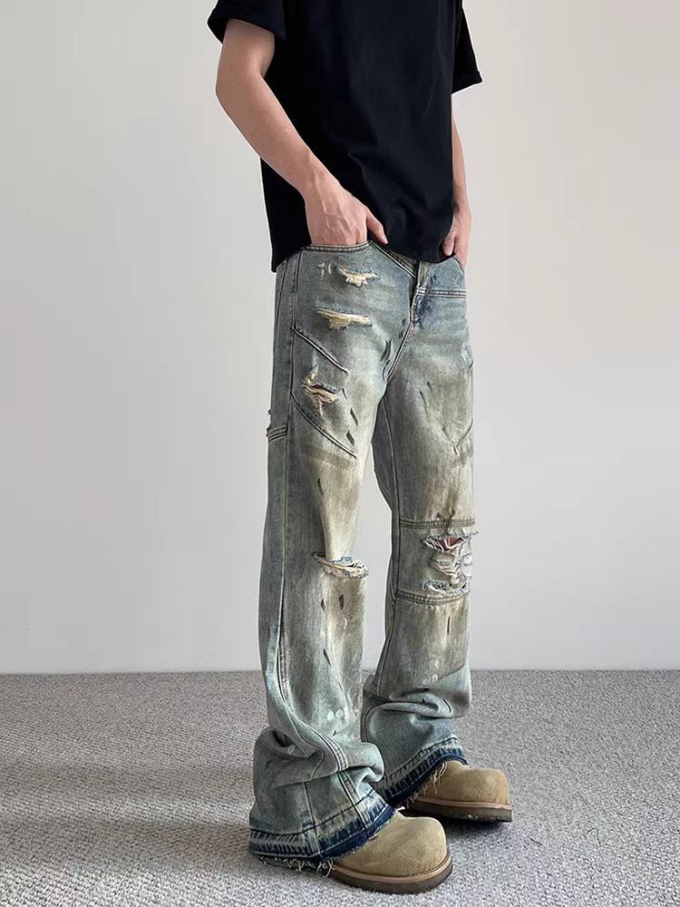 Japanese Brand × Jean Vintage high street wasteland style ripped micro flare jeans Size US 32 / EU 48 - 1 Thumbnail