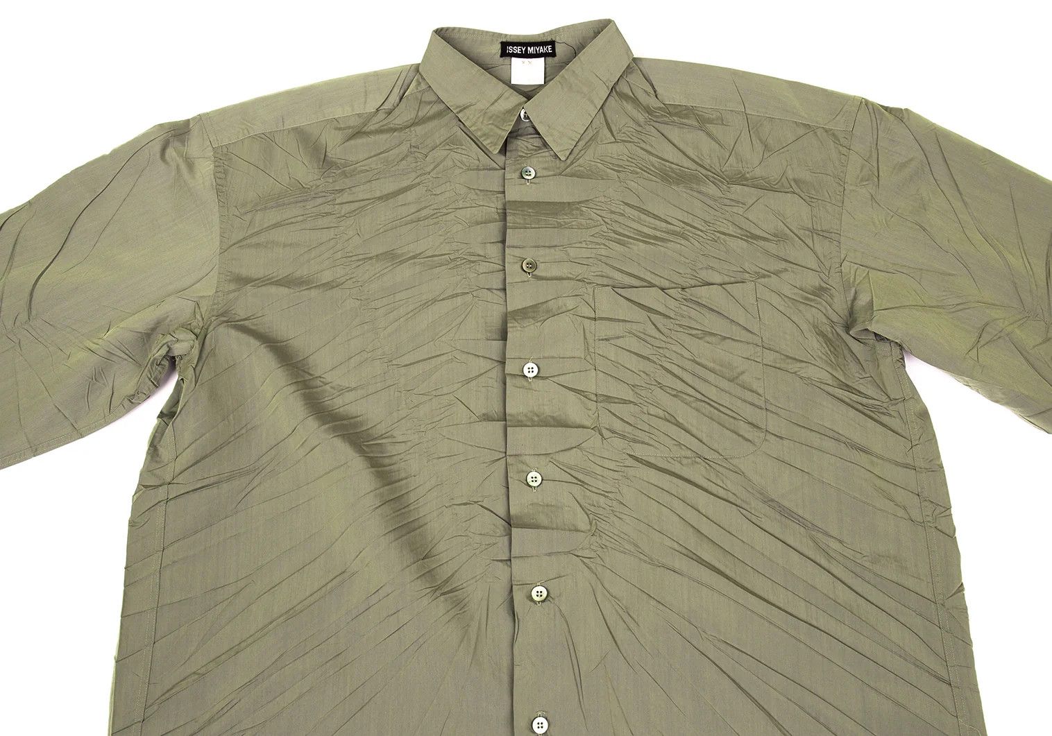 Issey Miyake Polyester Wrinkled Shirt in Khaki, Size XL Size US XL / EU 56 / 4 - 2 Thumbnail