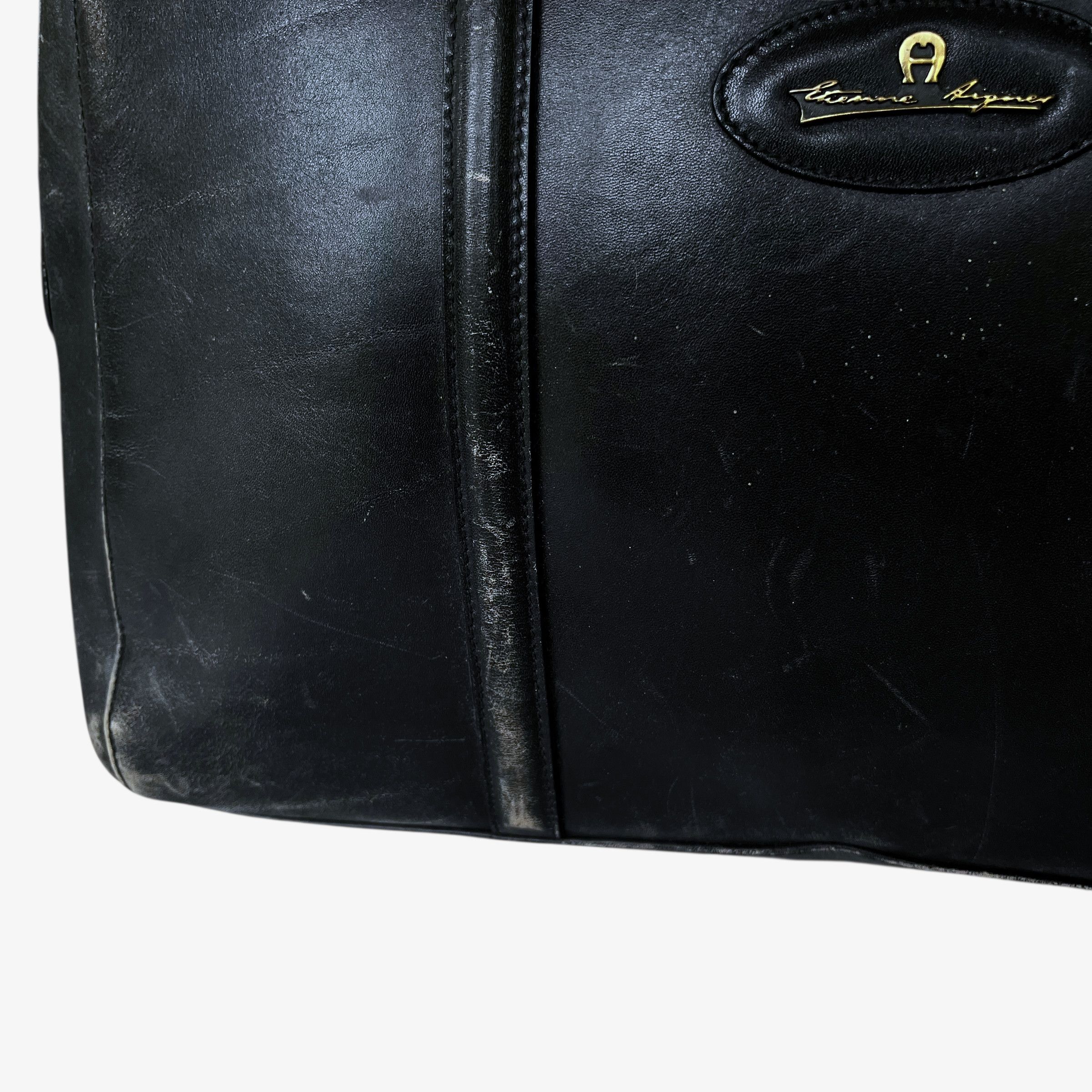 Etienne Aigner Vintage 90s Etienne Aigner Black Leather Handbag Size ONE SIZE - 9 Thumbnail