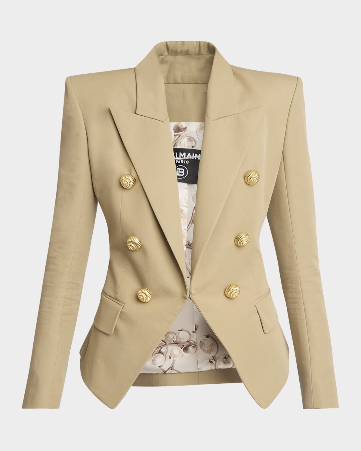 o1s1wg111025 6-Button Cotton Blazer in Beige
