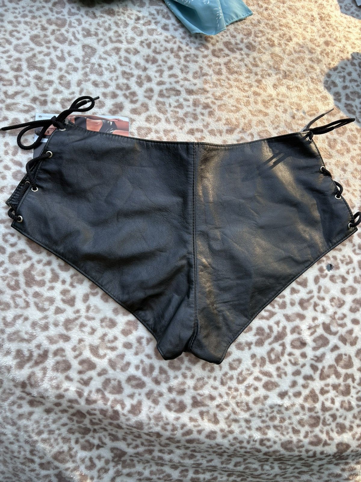 Other NWT Allure Size Large Black Leather Lace Up Hotpants Size 28" / US 6 / IT 42 - 5 Thumbnail