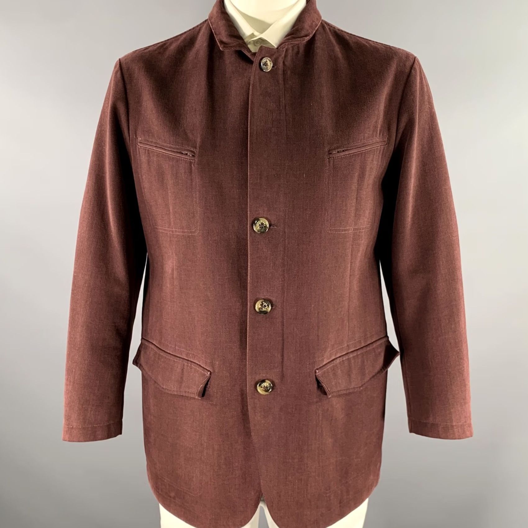 Loro Piana LORO PIANA Jacket Mens XL Burgundy Size Cotton Zip Size US XL / EU 56 / 4 - 2 Thumbnail