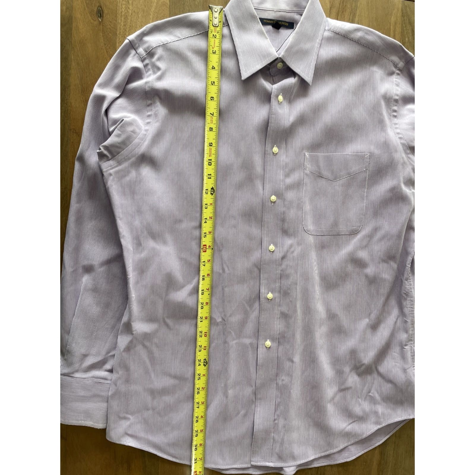 Tommy Hilfiger Tommy Hilfiger Shirt Mens L Purple Pinstripe Long Sleeve Button Up MINT Size US L / EU 52-54 / 3 - 5 Thumbnail