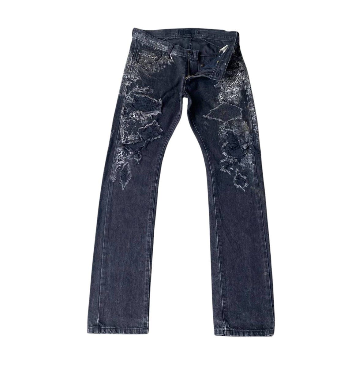 JACKROSE Rocker Jackrose LuvMaison Python+SpiderWeb Distressed Denim Size US 28 / EU 44 - 7 Thumbnail