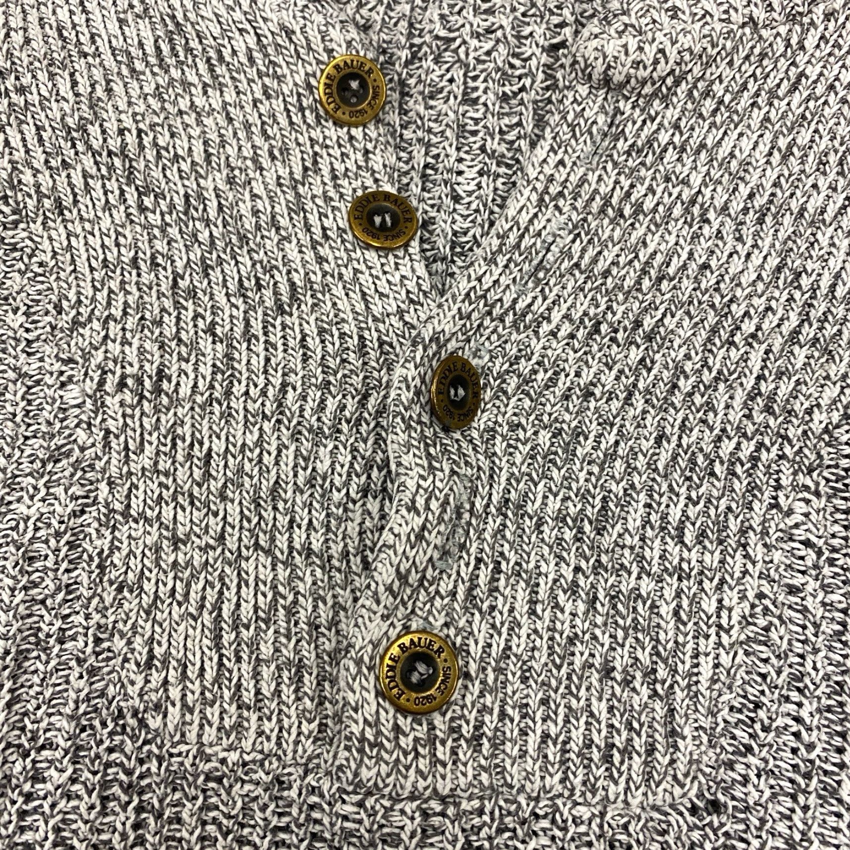 Eddie Bauer VINTAGE Eddie Bauer Knit Sweater Quarter Button Up Mens XL Gray Pullover Knit, Button, Cotton, Regular, Men Size US XL / EU 56 / 4 - 3 Thumbnail