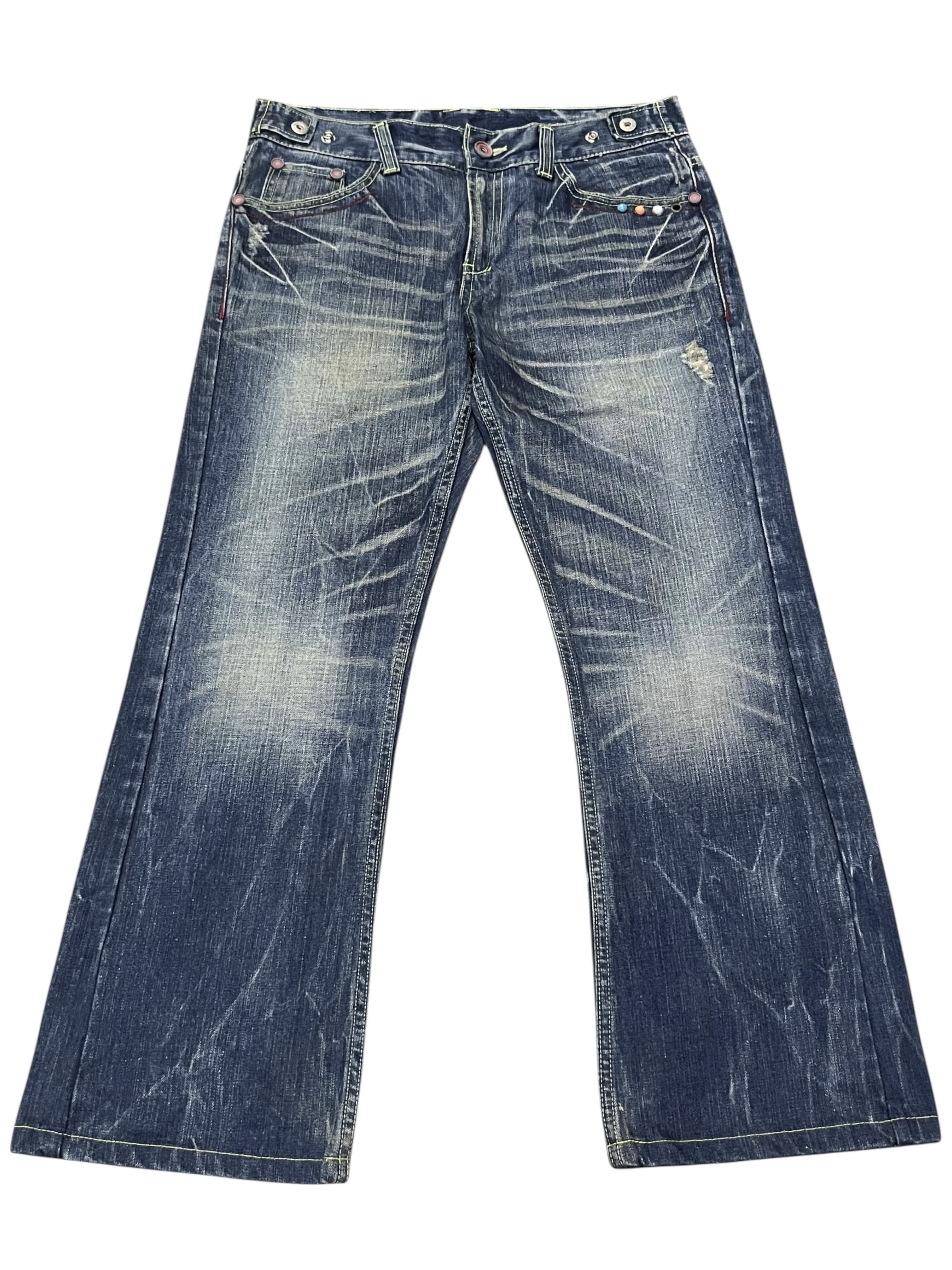 Japanese Brand 🔥REDPEPPER Embroidery Wings Flare Distressed Clawmark Denim Size US 31 - 7 Thumbnail